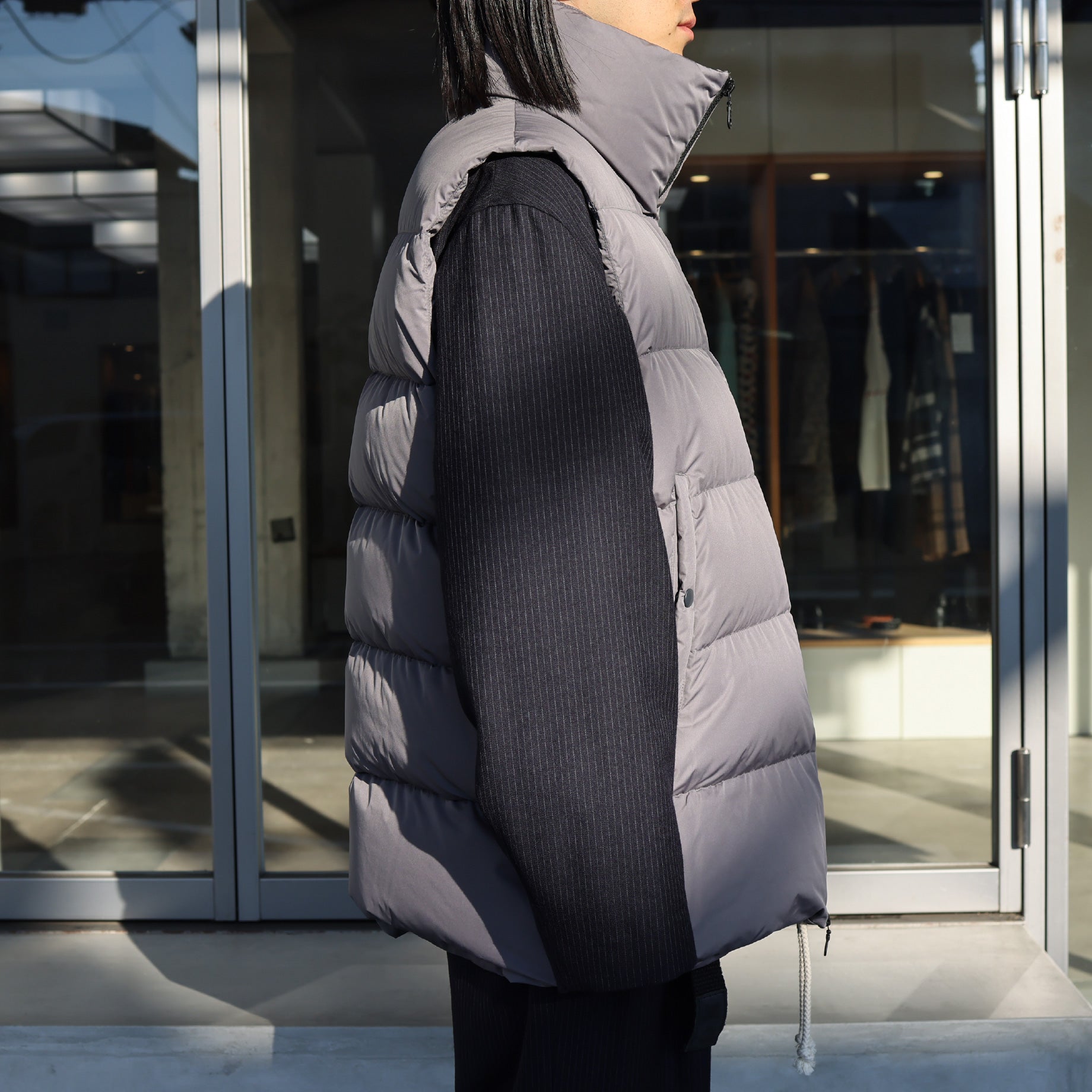 POLYESTER DOWN DOWN VEST(GRAY)