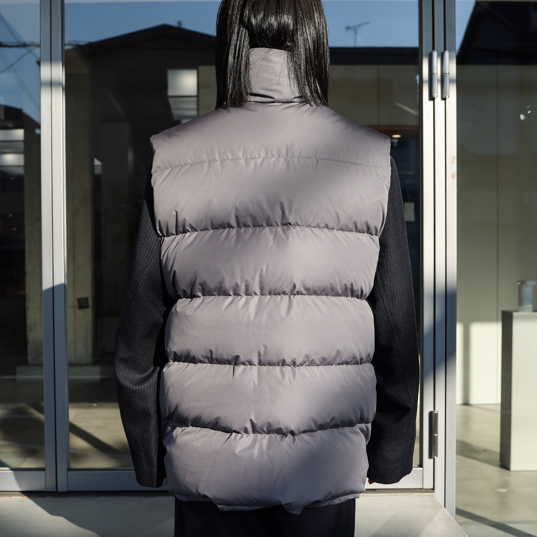 POLYESTER DOWN DOWN VEST(GRAY)