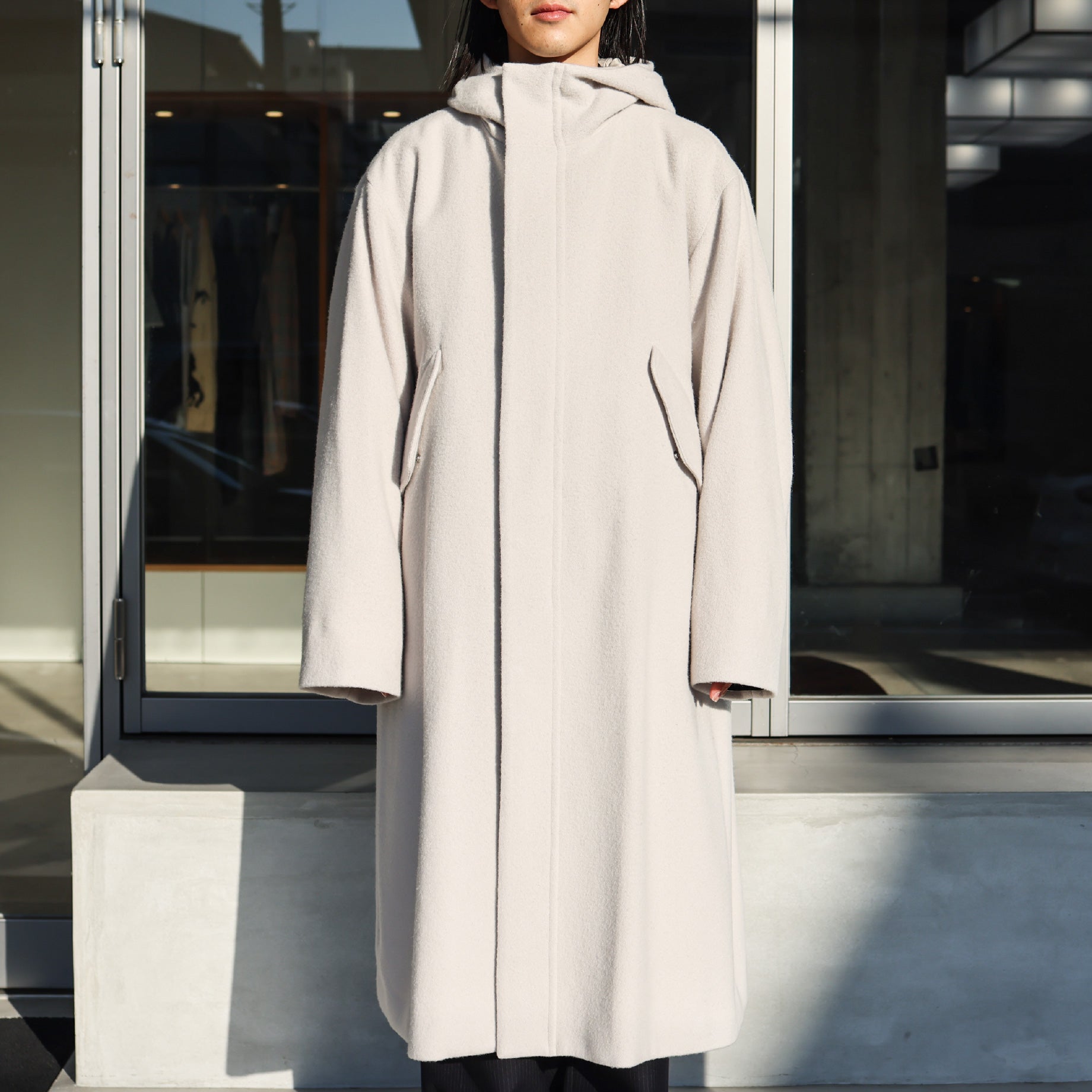 NAPPING MELTON HOODED COAT(L.GRAY)