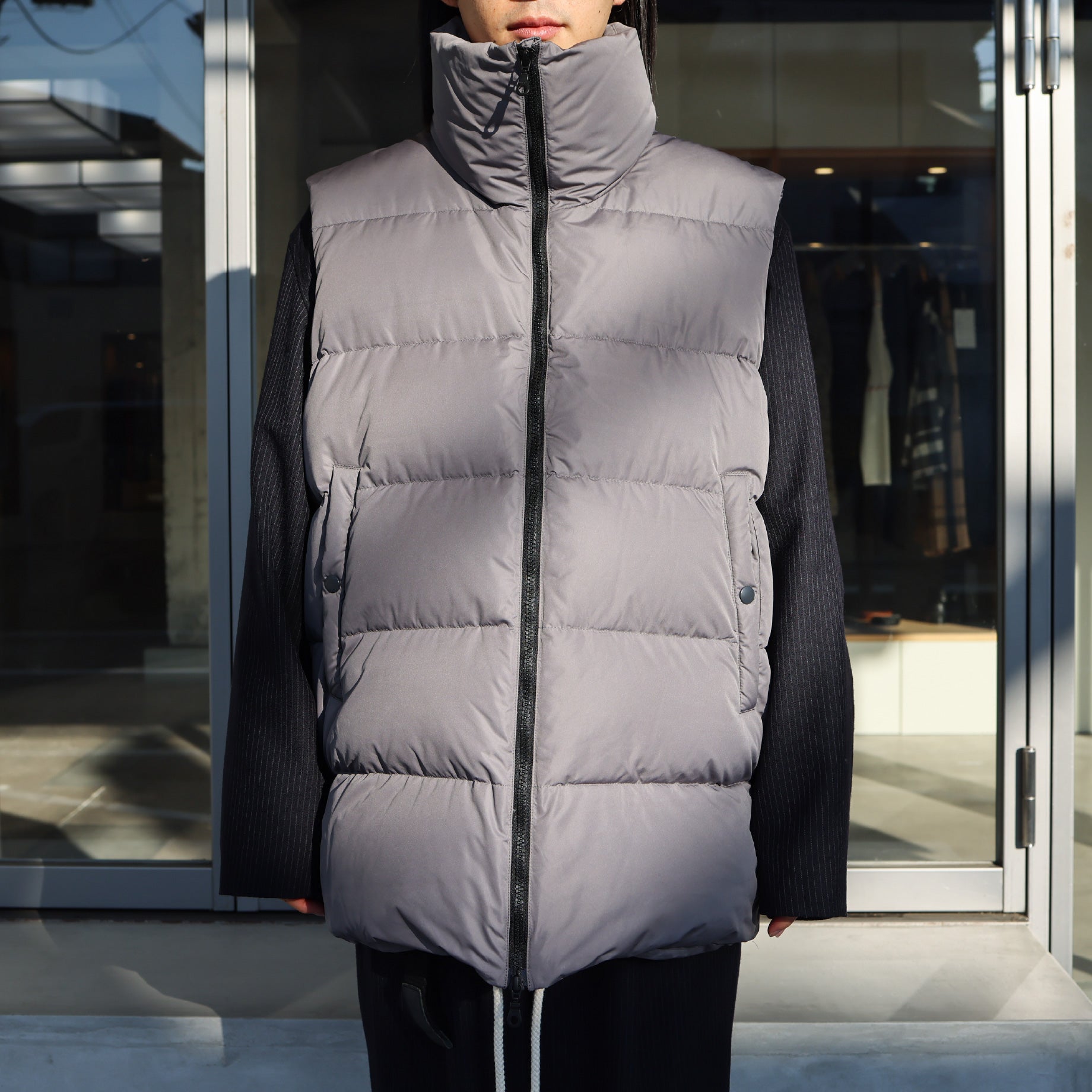 POLYESTER DOWN DOWN VEST(GRAY)