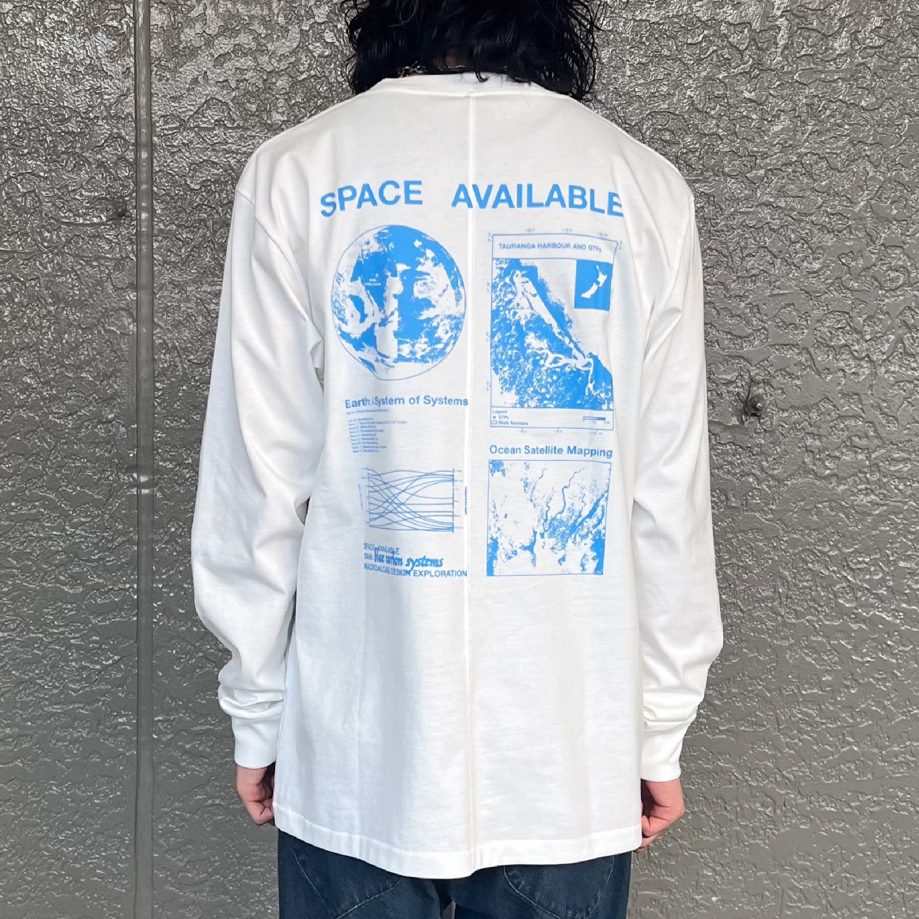 OCEAN MAPPING LONG SLEEVE TEE(WHITE)