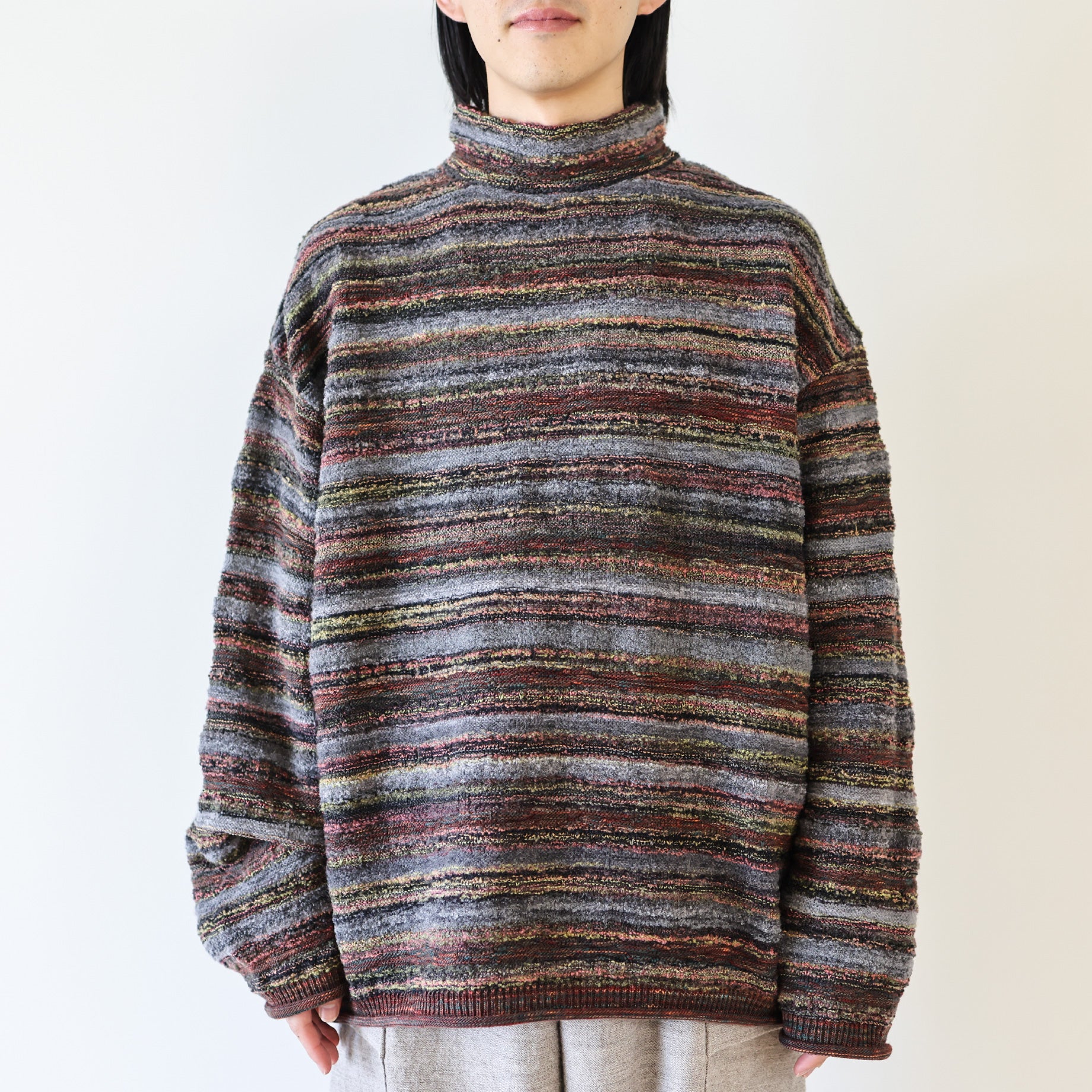 MIX COLLER KNIT PULLOVER(GRAY)