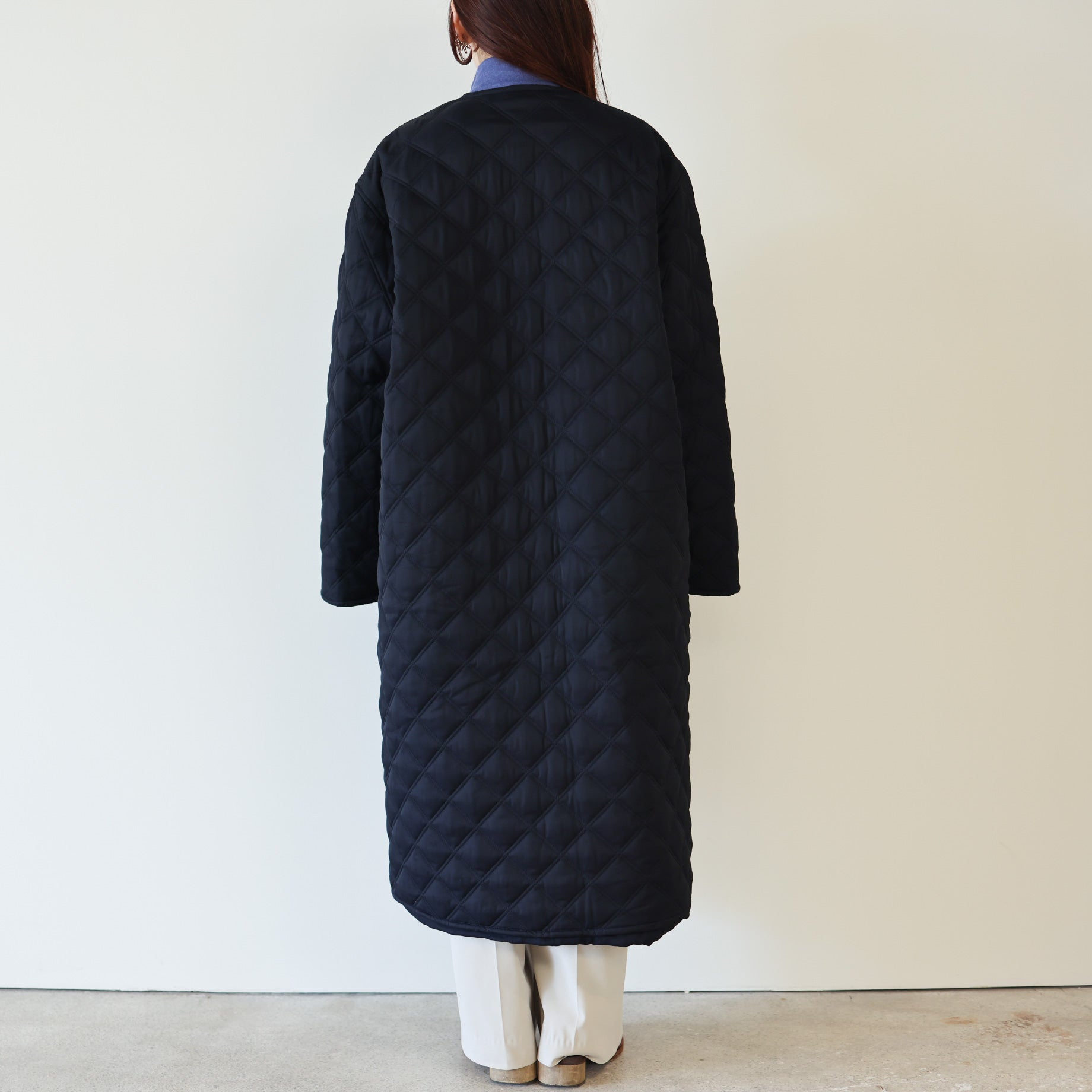 RAYON NO COLLAR COAT(D.NAVY)