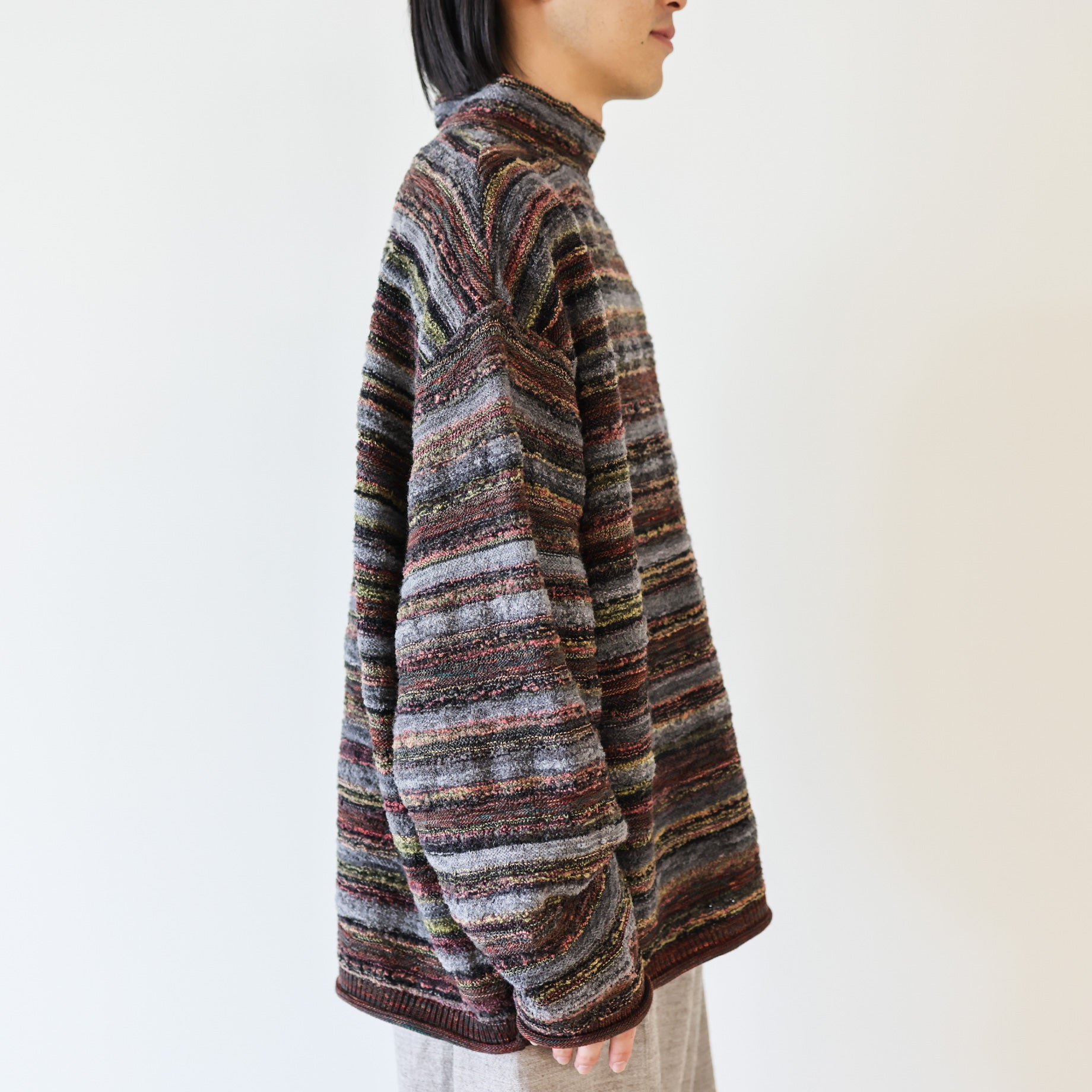 MIX COLLER KNIT PULLOVER(GRAY)