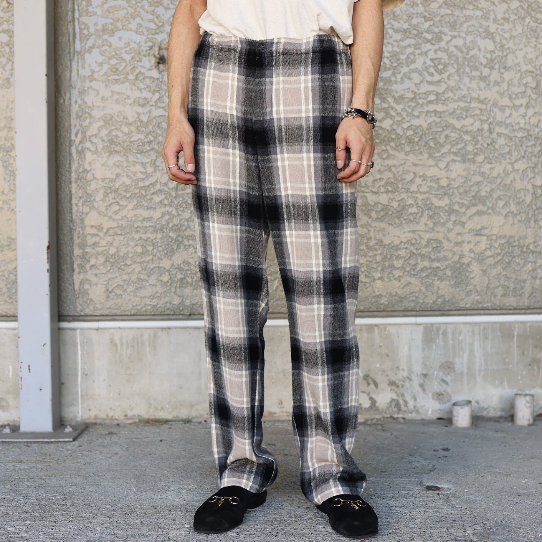 CHECK PANTS(BEIGE×BLACK)