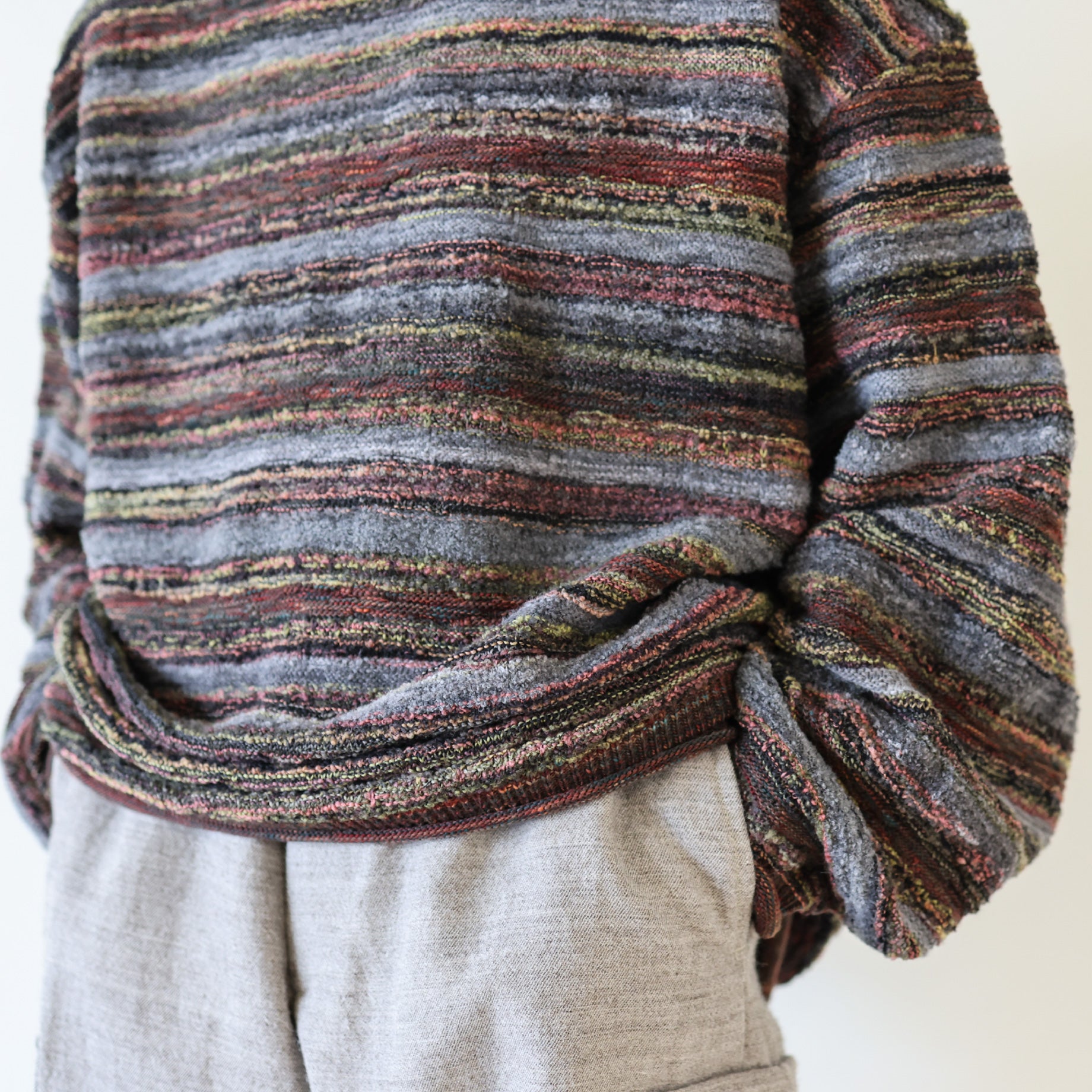 MIX COLLER KNIT PULLOVER(GRAY)