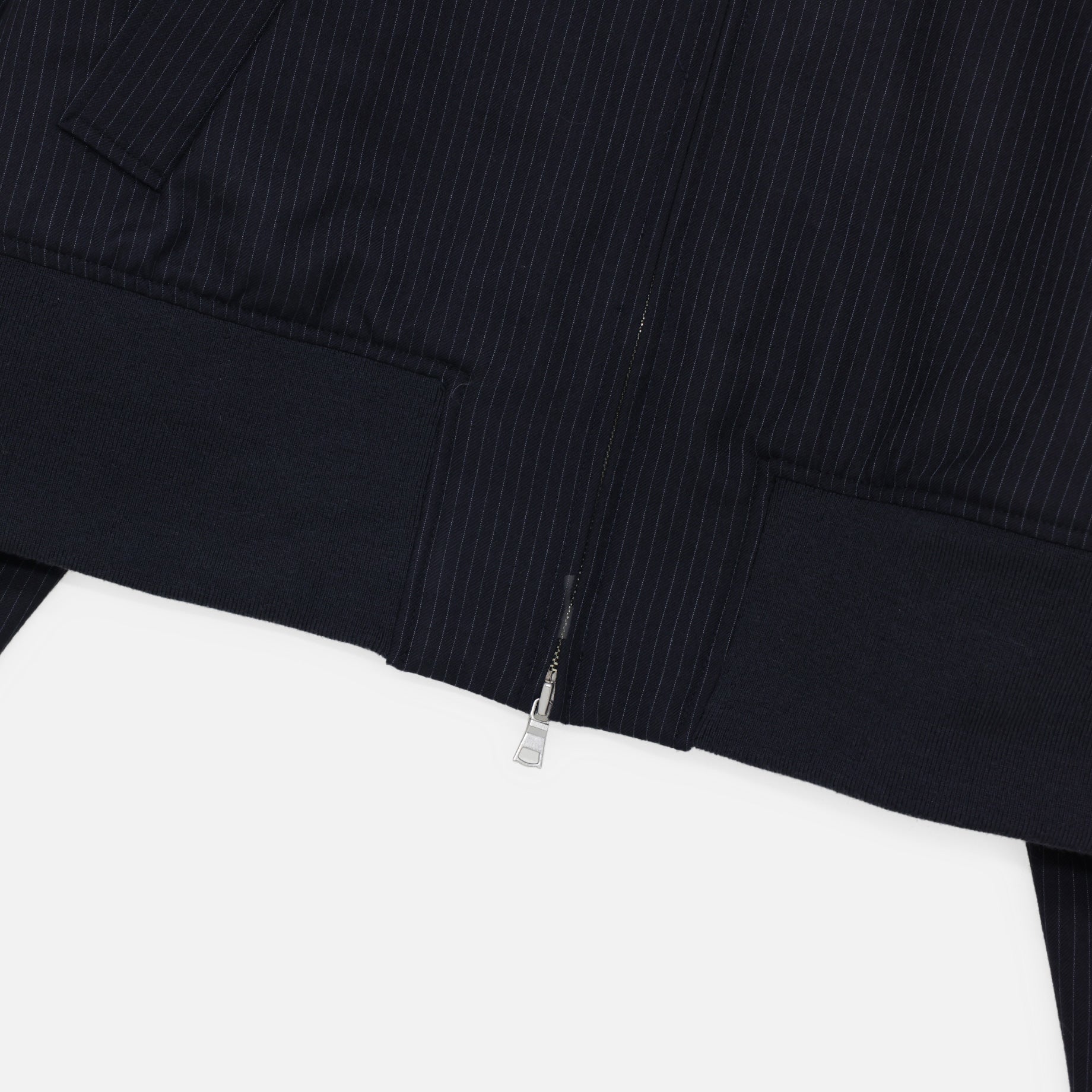 WOOL STRIPE ZIP UP BLOUSON(D.NAVY)