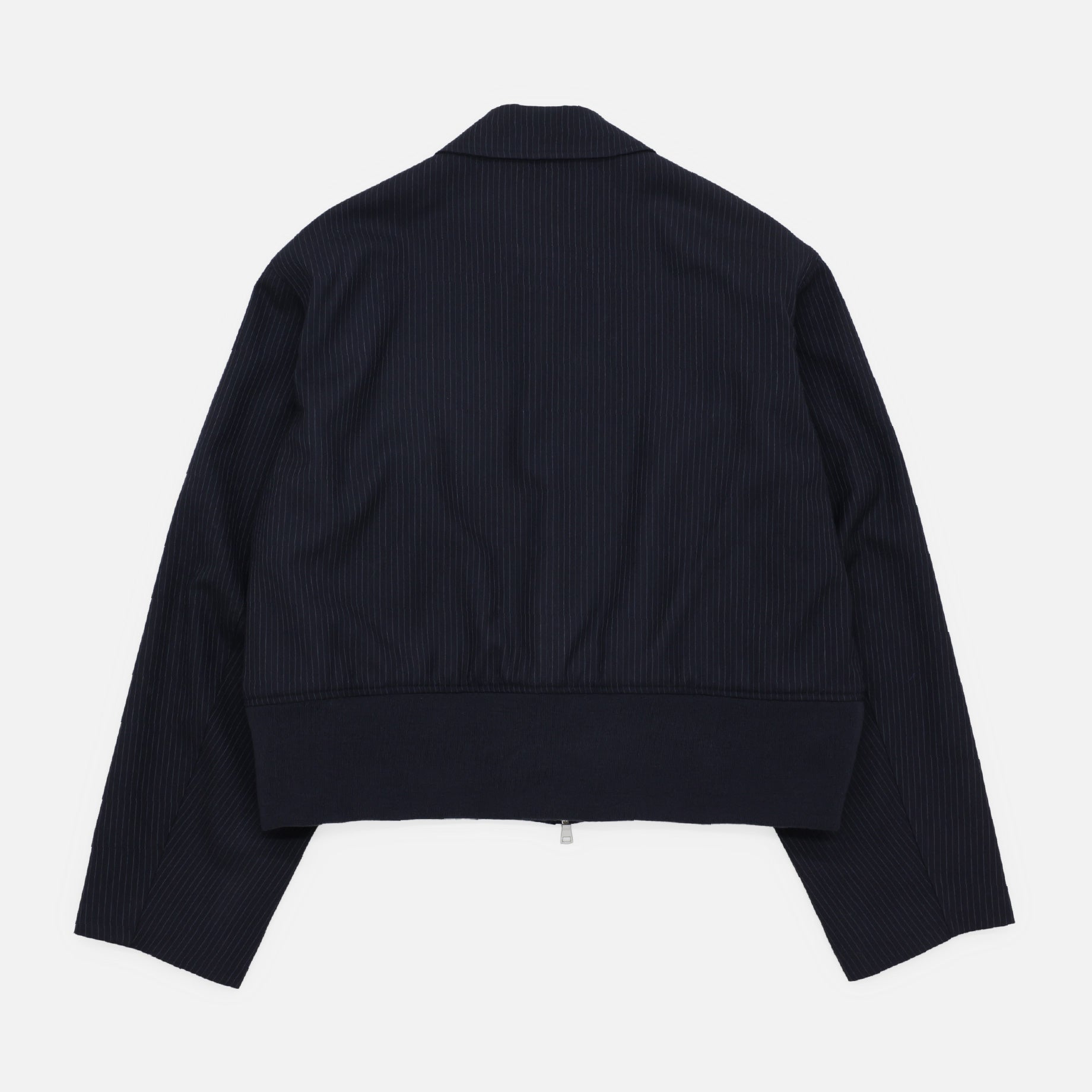 WOOL STRIPE ZIP UP BLOUSON(D.NAVY)