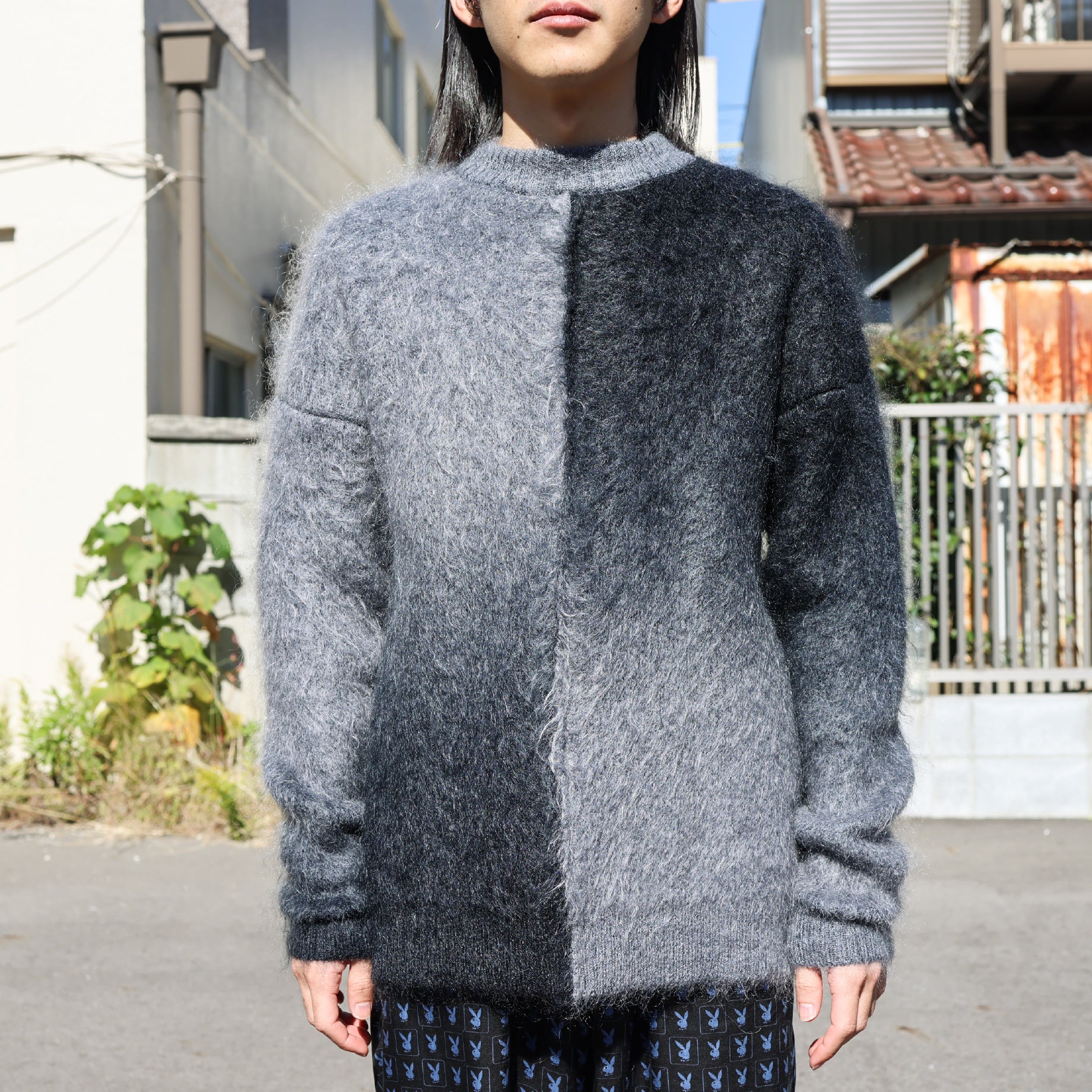 GRADATION MOHAIR PULLOVER (BLACK)