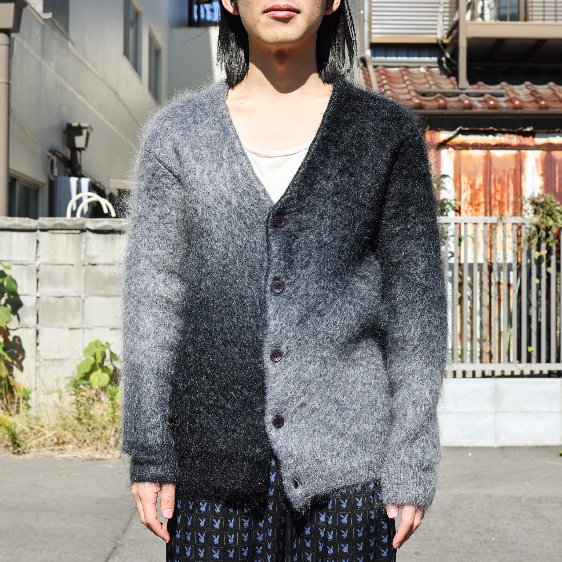 GRADATION MOHAIR CARDIGAN (BLACK)