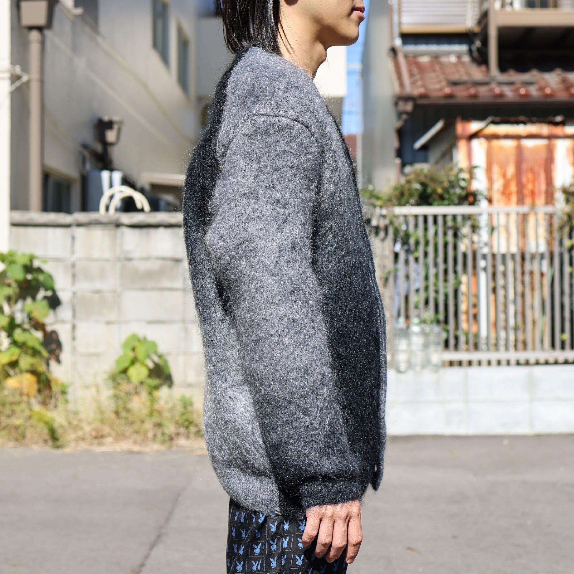 GRADATION MOHAIR CARDIGAN (BLACK)