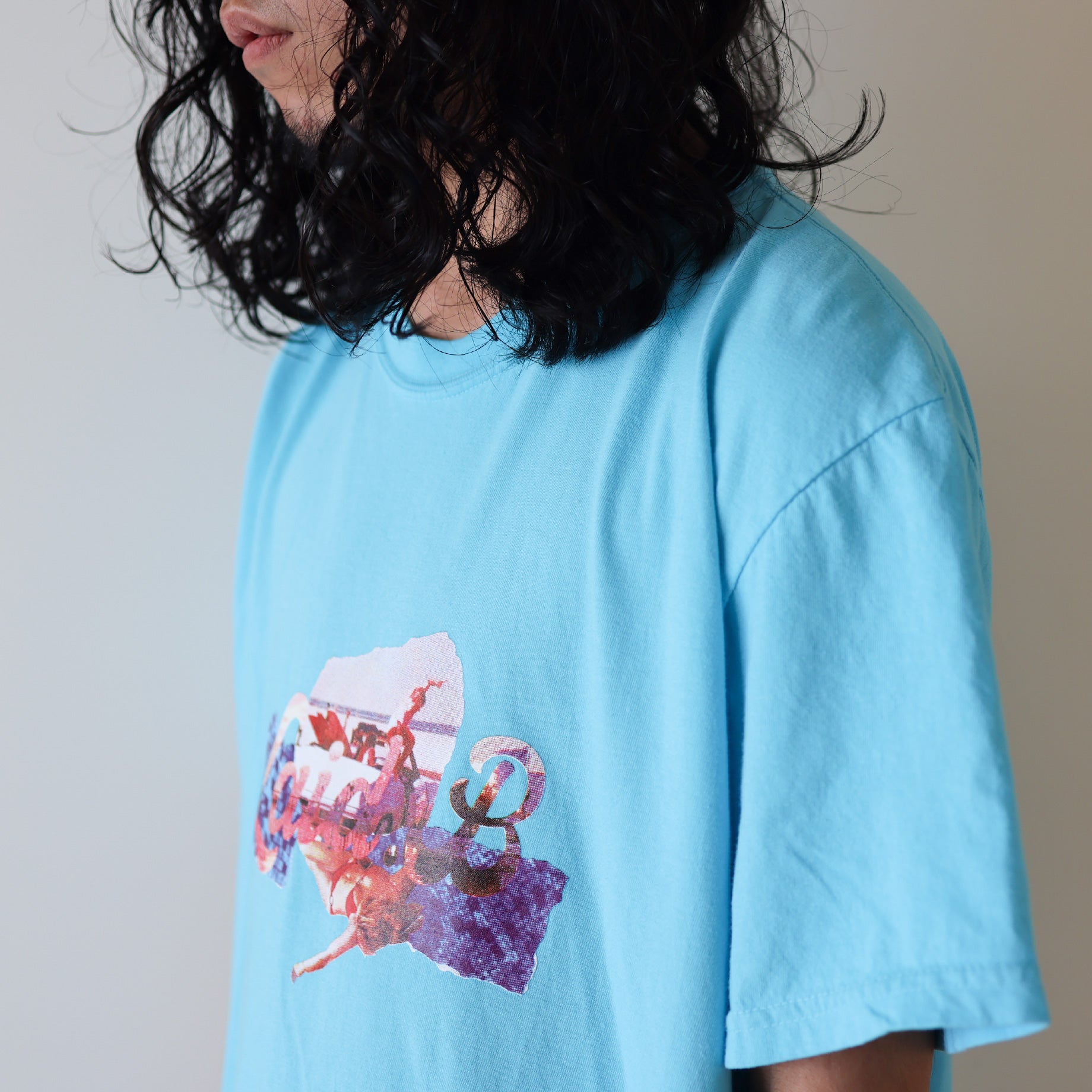 COLLAGE T-SHIRT(L BLUE)