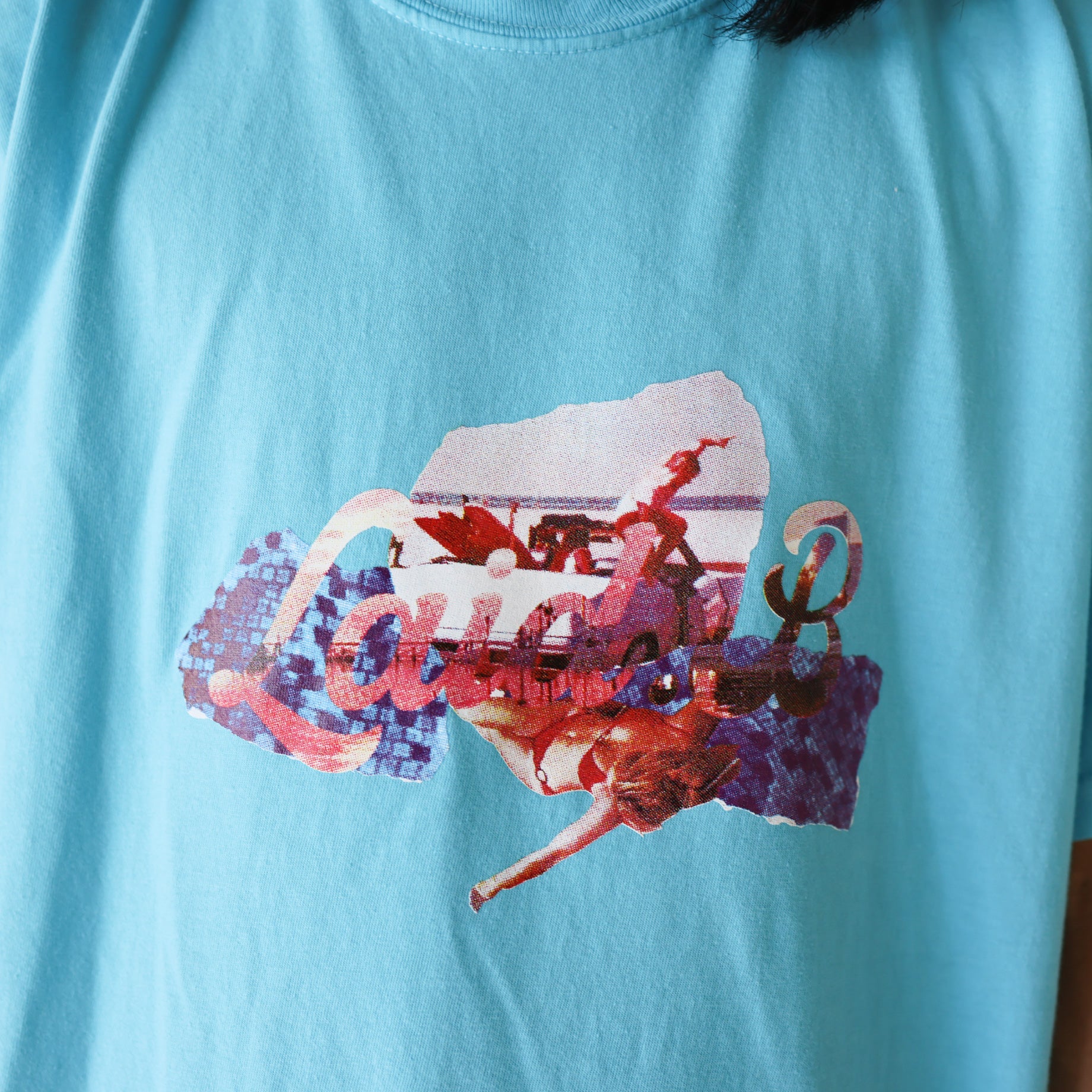 COLLAGE T-SHIRT(L BLUE)