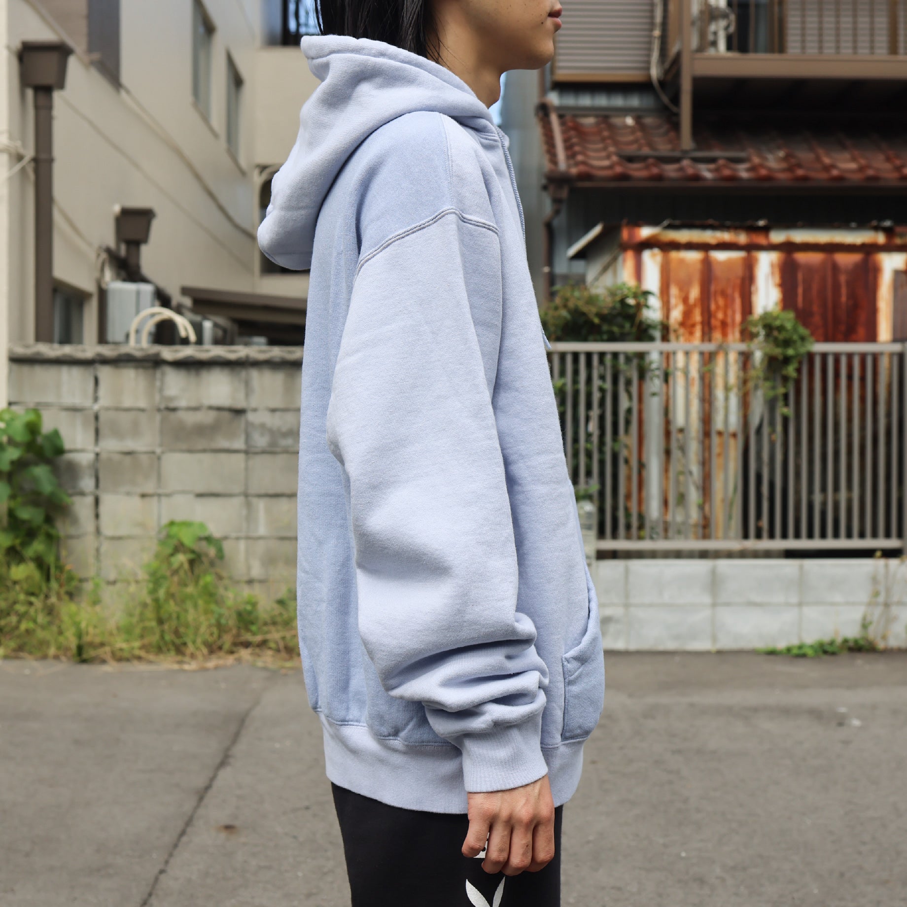 SWITCHING SWEAT HOODIE(SAX)
