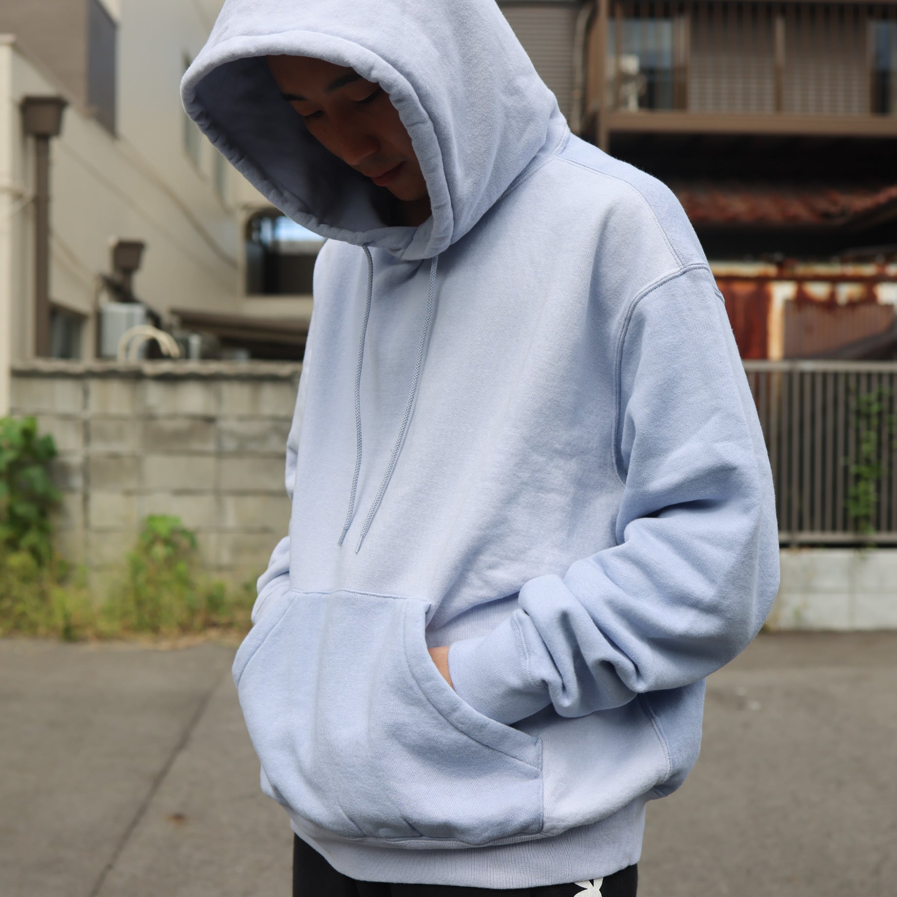 SWITCHING SWEAT HOODIE(SAX)