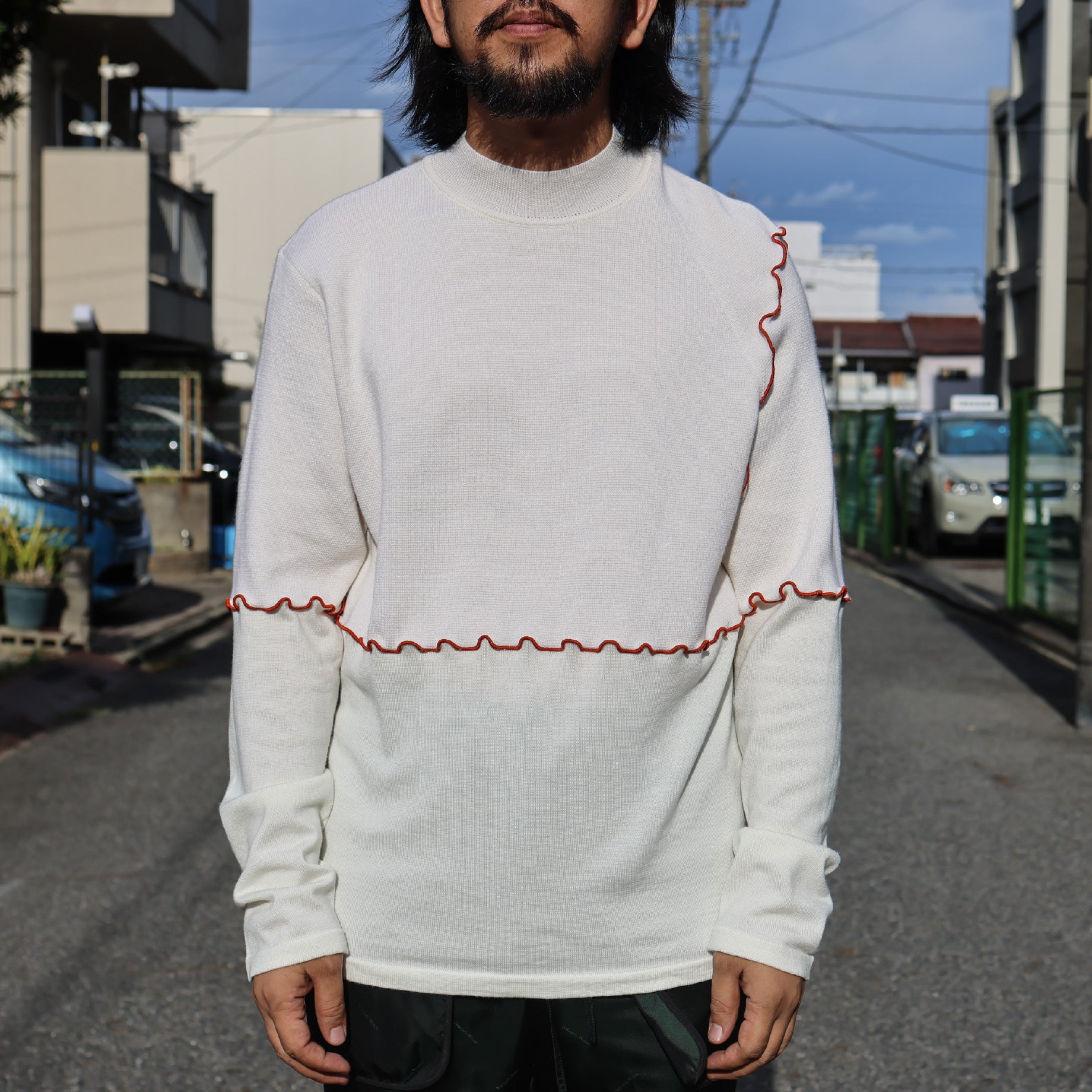 BICOLOUR PULLOVER SHRINK(WHT)