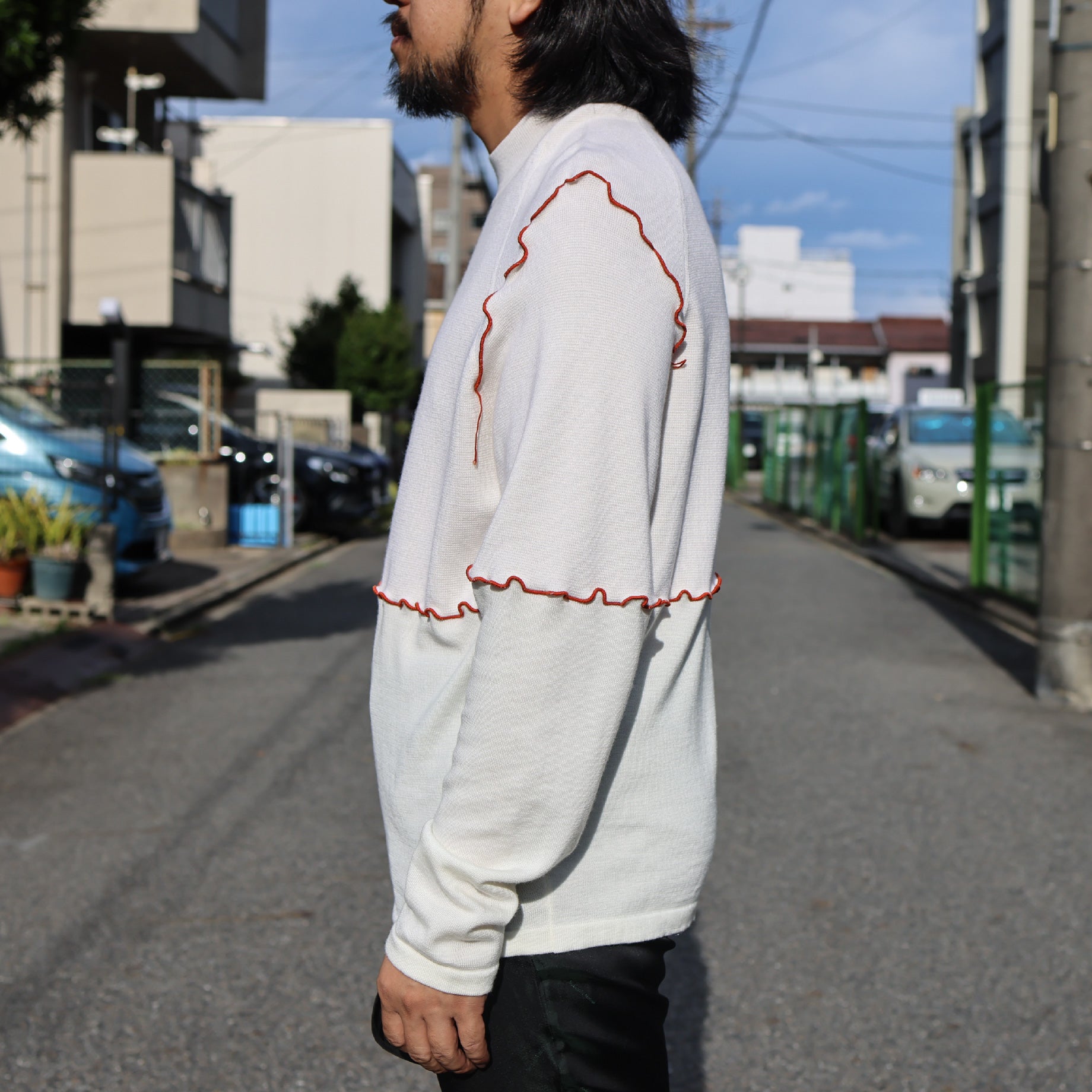 BICOLOUR PULLOVER SHRINK(WHT)