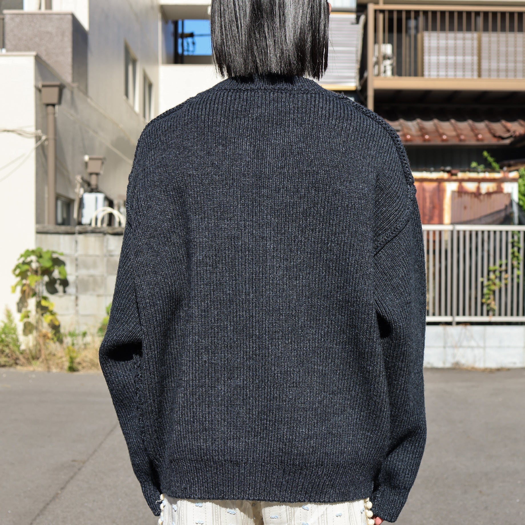 ZIP UP PULLOVER KNIT(CHARCOAL BLACK)