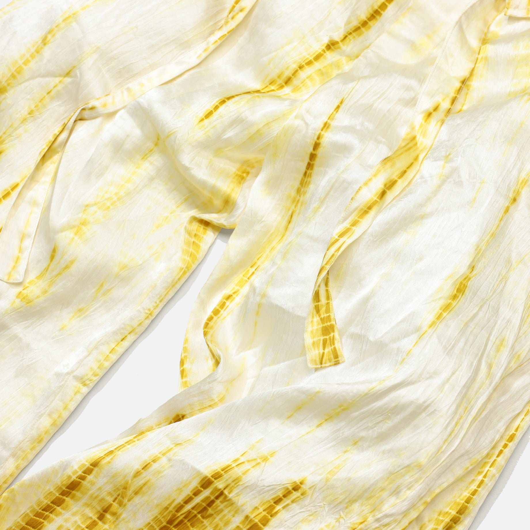 “VOLTEX” SHIBORI HIGH WAIST SMOOTH SILK PANTS(ACID YELLOW)