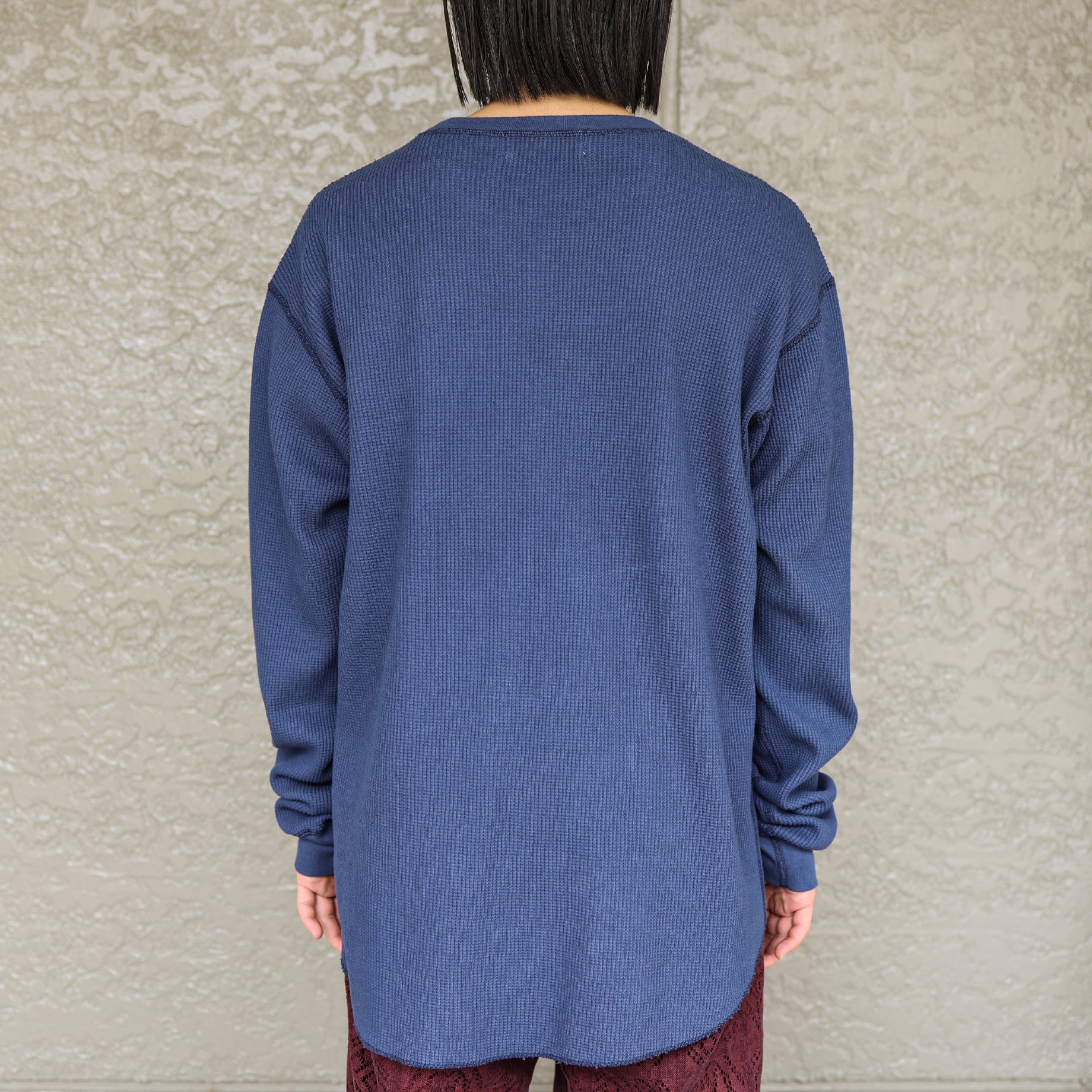 LONG-SLEEVE WAFFLE T-SHIRT(BLUE)