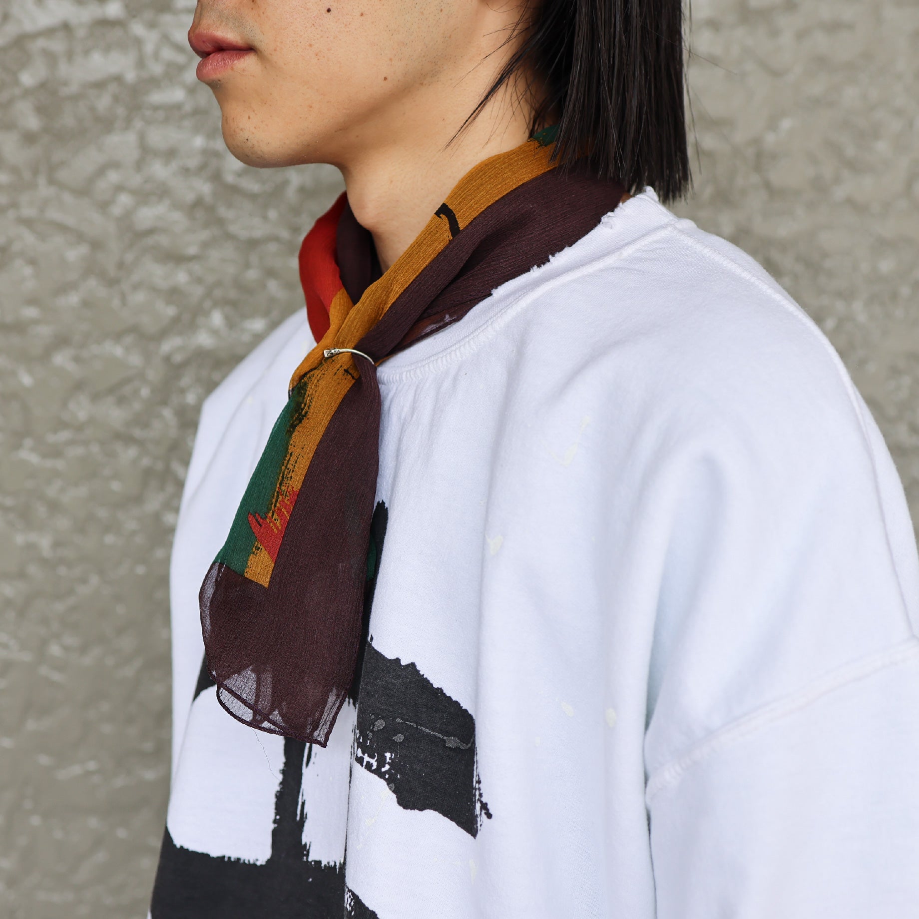 SILK SCARF ”CAMOUFLAGE”(BUFF YELLOW)