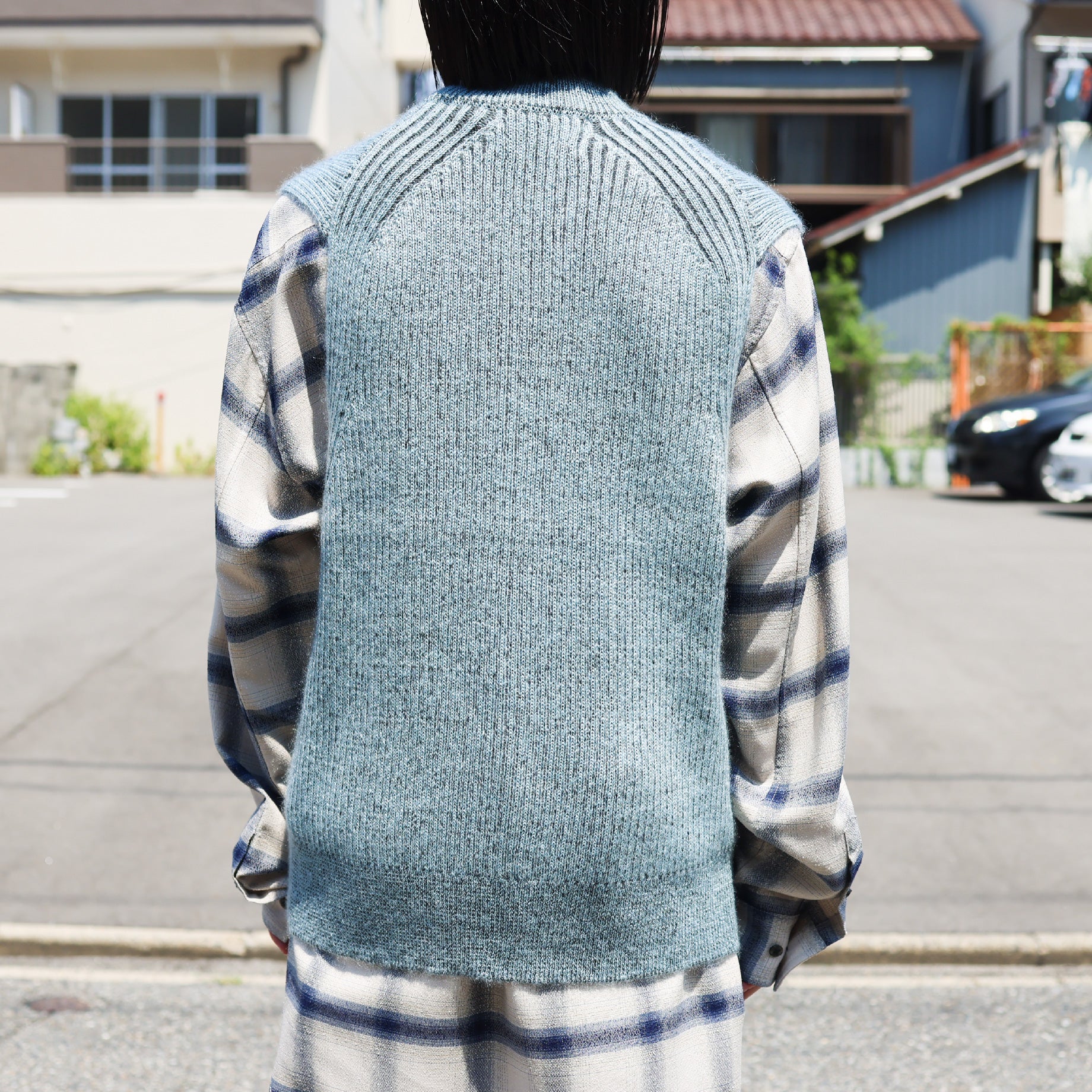 DRIVERS KNIT VEST(BLUE&BROWN)