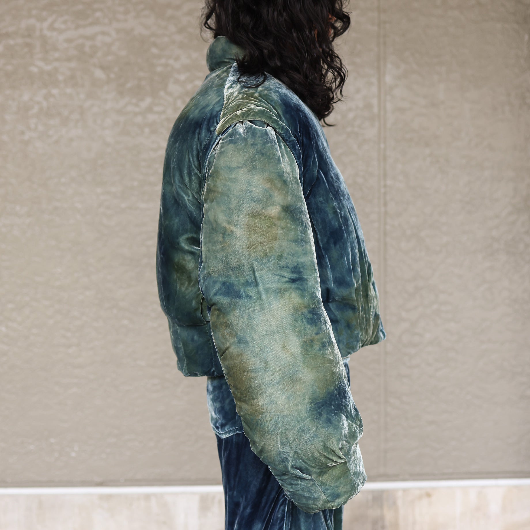 VELVET PUFFER JACKET(EMERALD)