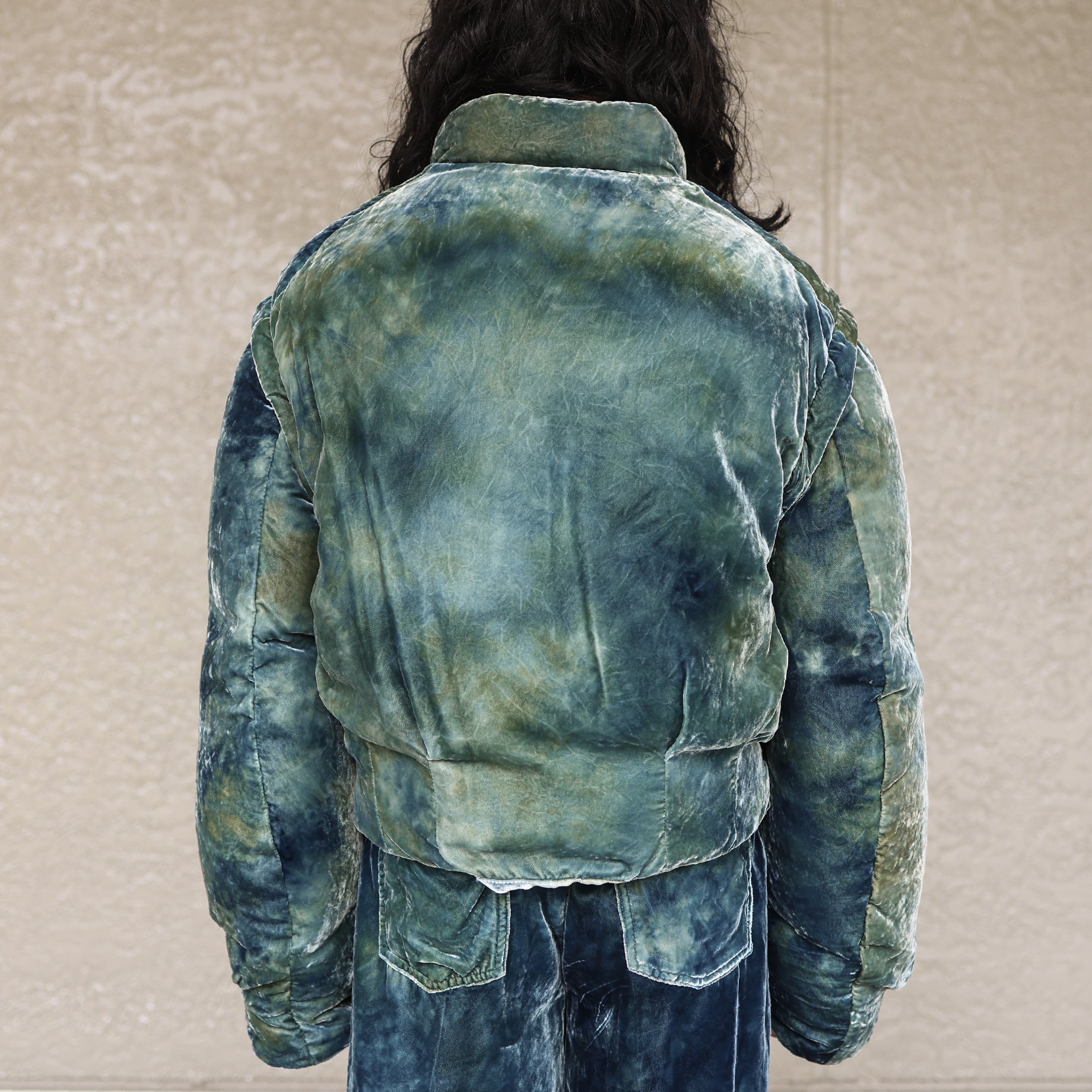VELVET PUFFER JACKET(EMERALD)