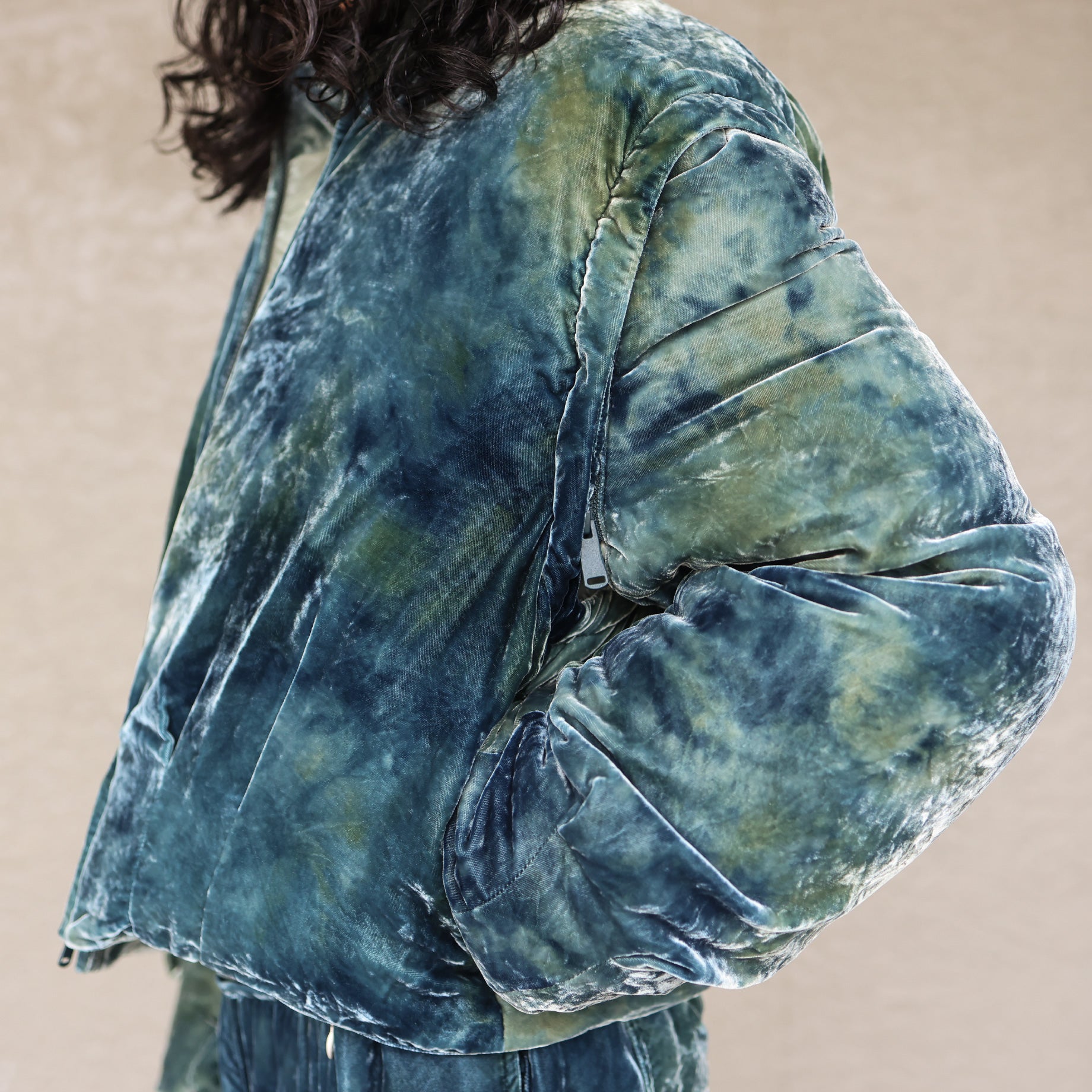 VELVET PUFFER JACKET(EMERALD)