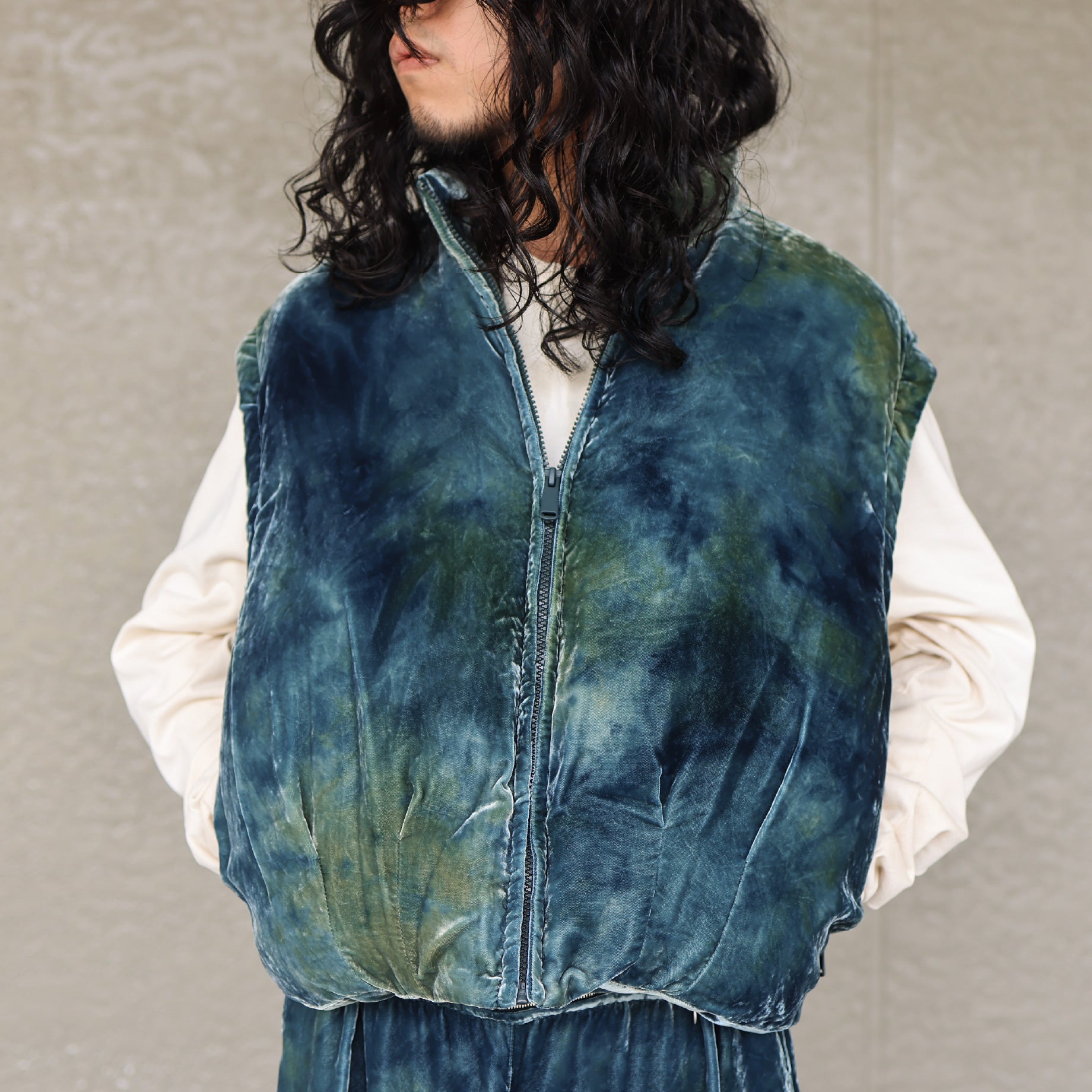 VELVET PUFFER JACKET(EMERALD)