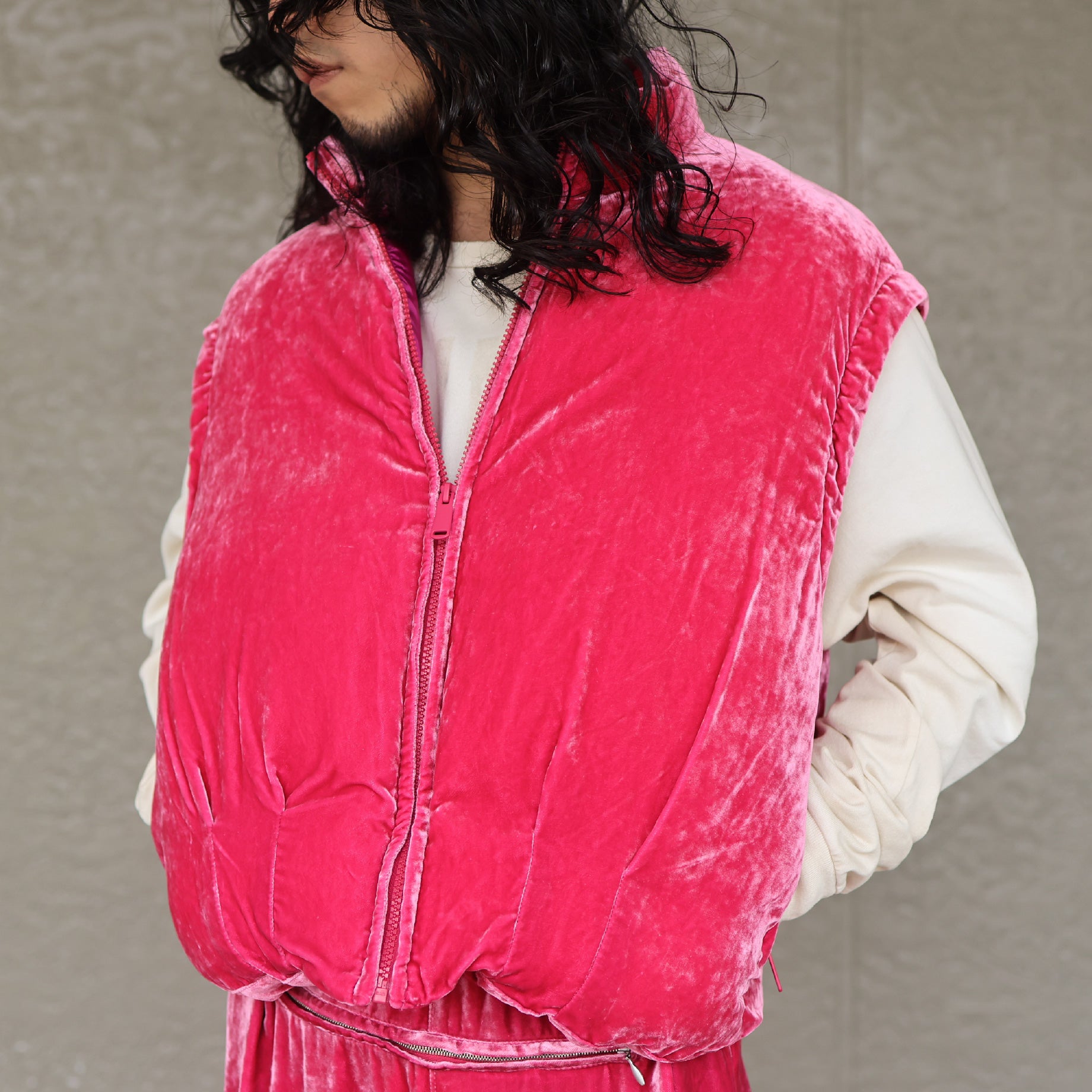 VELVET PUFFER JACKET(PINK)