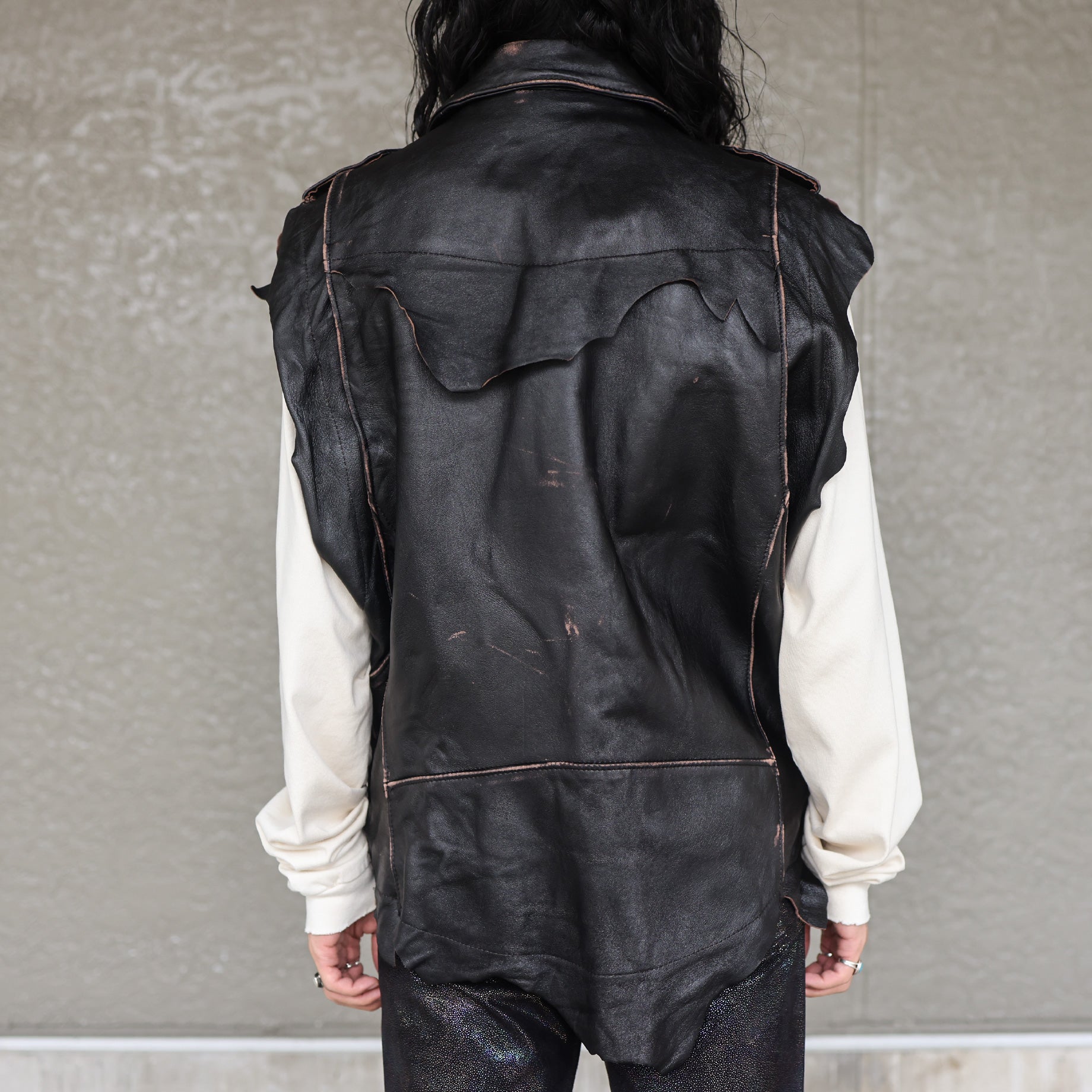 DESTRESSED RIDER'S VEST(BLACK)