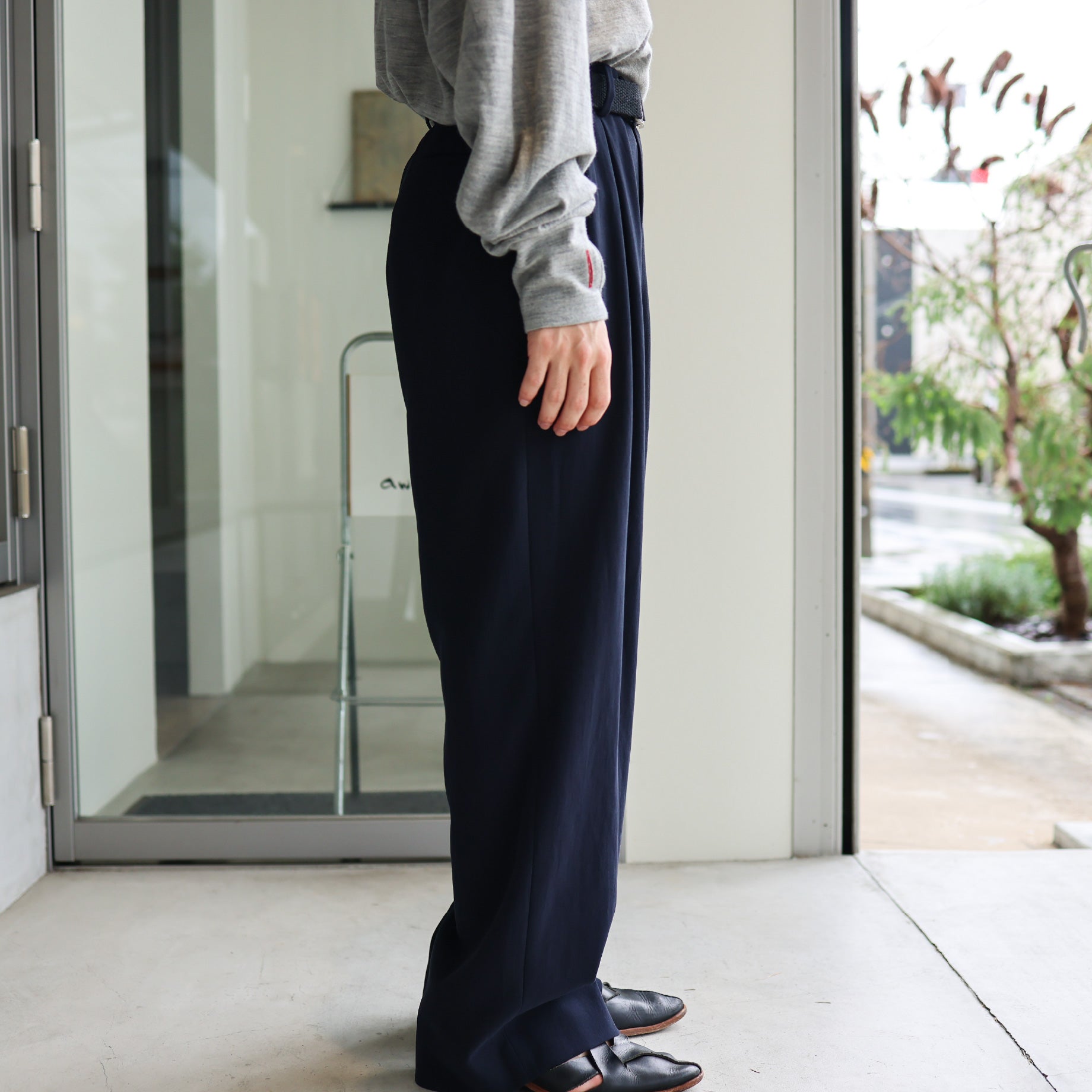 INVERTED PLEATS PANTS(D.NAVY)