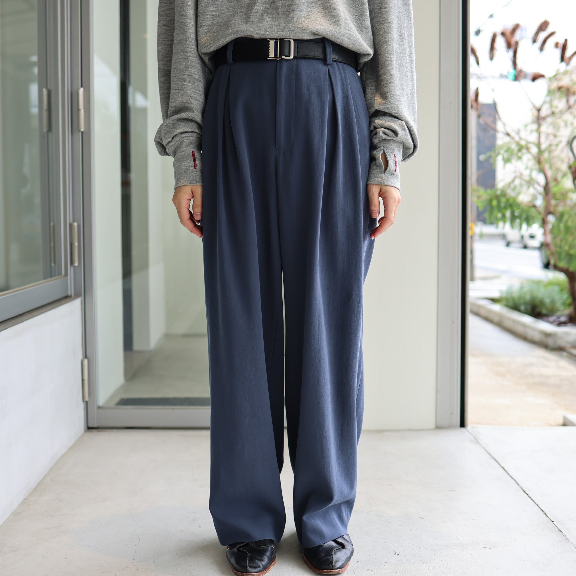 INVERTED PLEATS PANTS(B.GRAY)