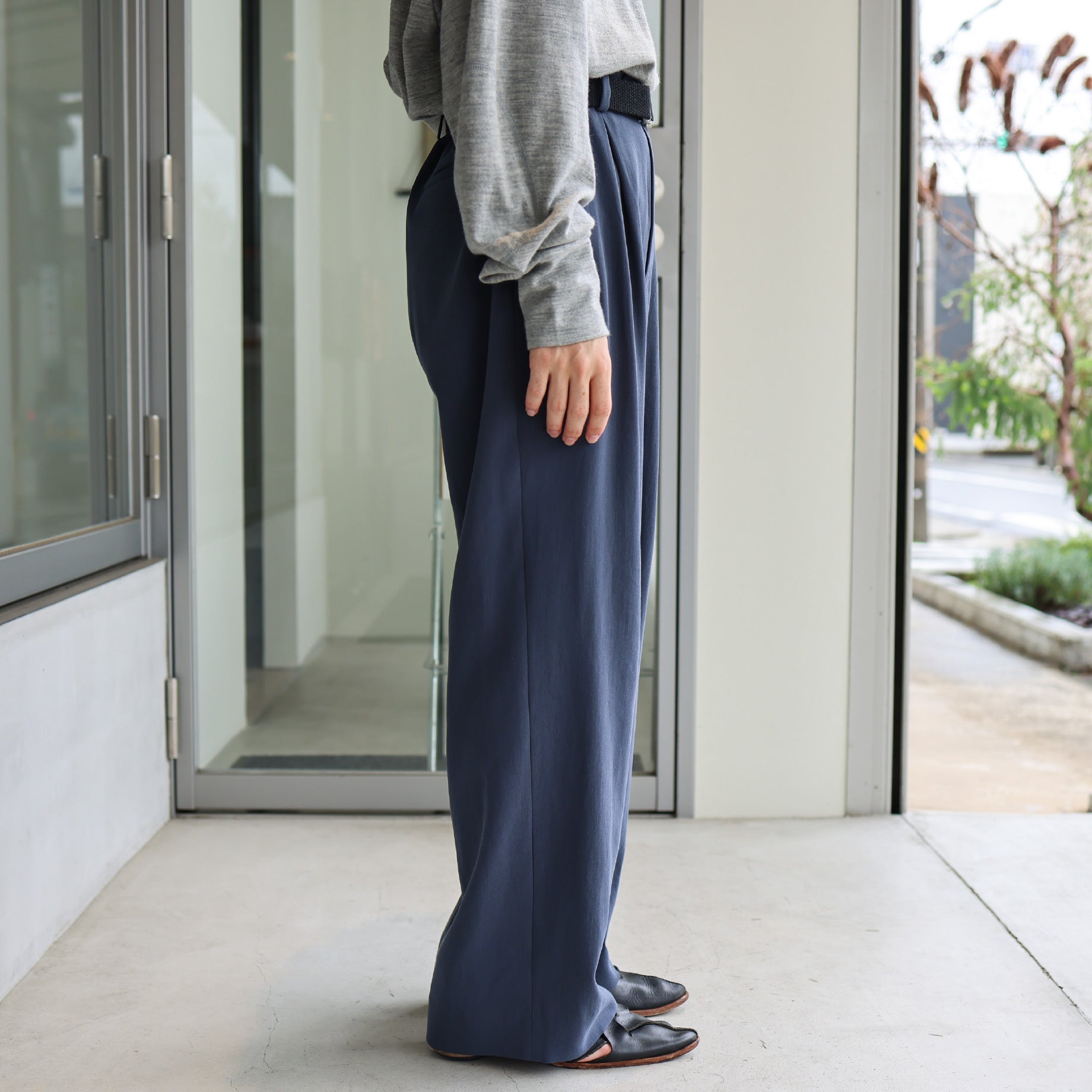INVERTED PLEATS PANTS(B.GRAY)