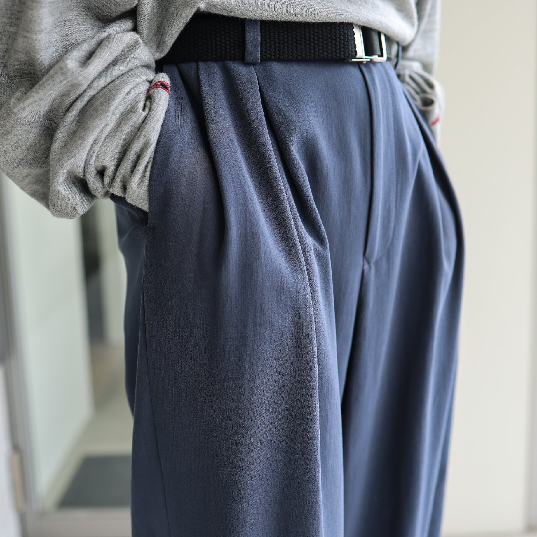 INVERTED PLEATS PANTS(B.GRAY)