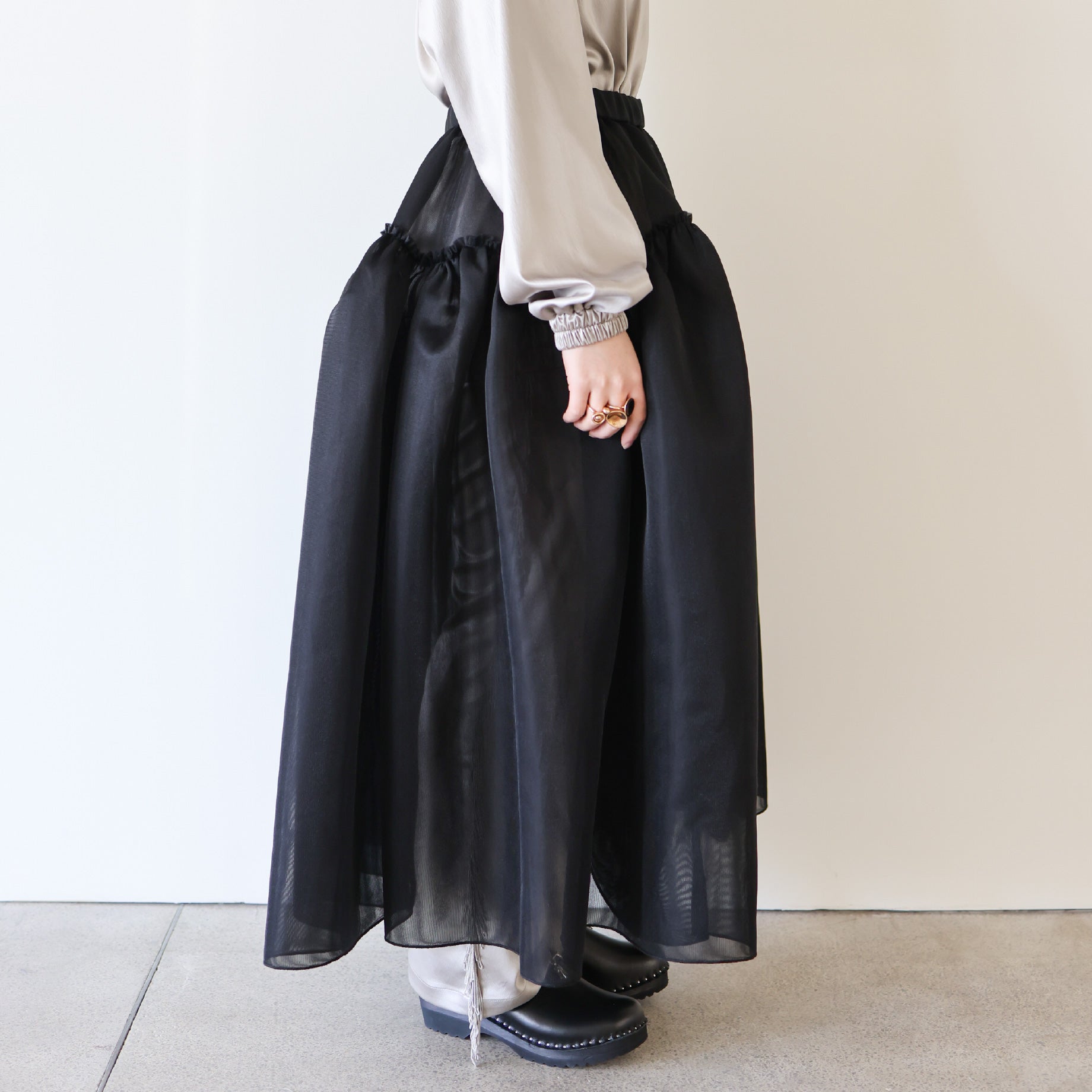 RASCHEL KNITTING SKIRT(BLACK)