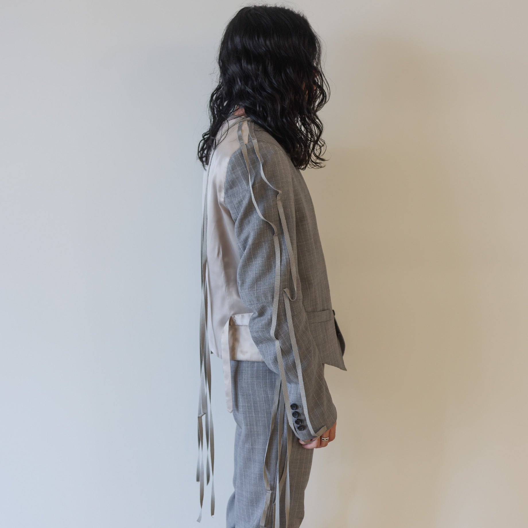 COLLARLESS BONE JACKET(LIGHT GRAY)