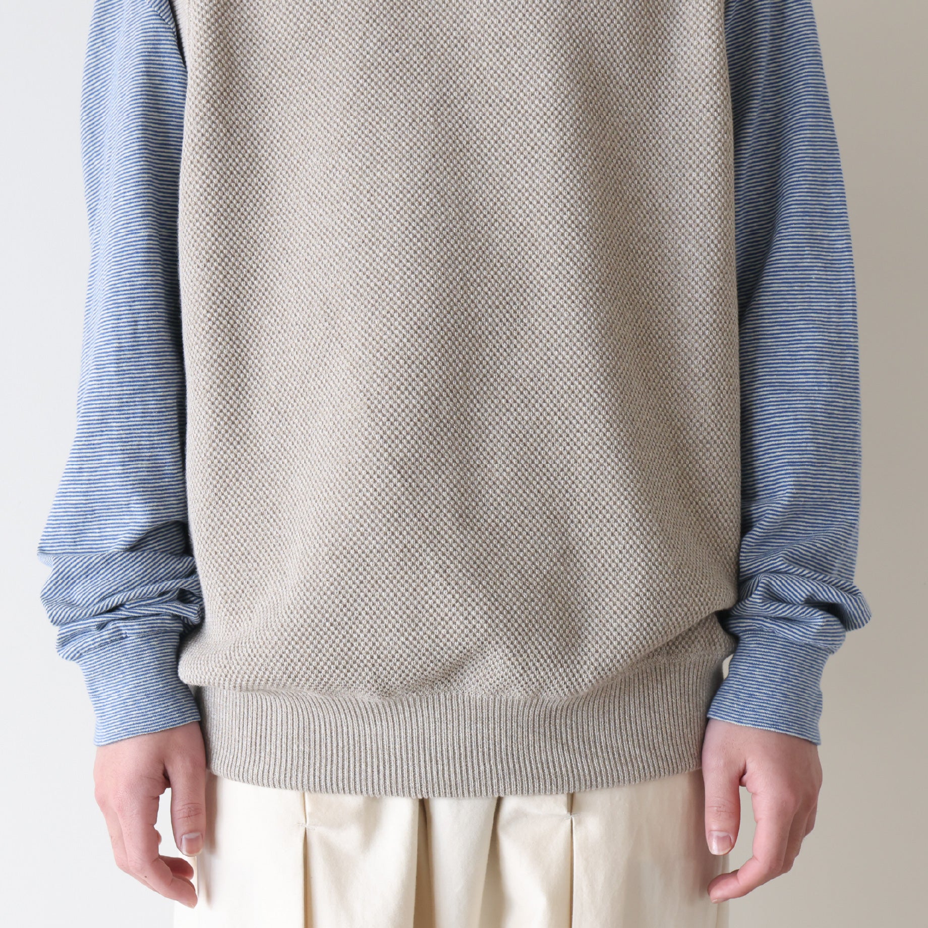 MOSS STITCH C/N VEST(BEIGE)