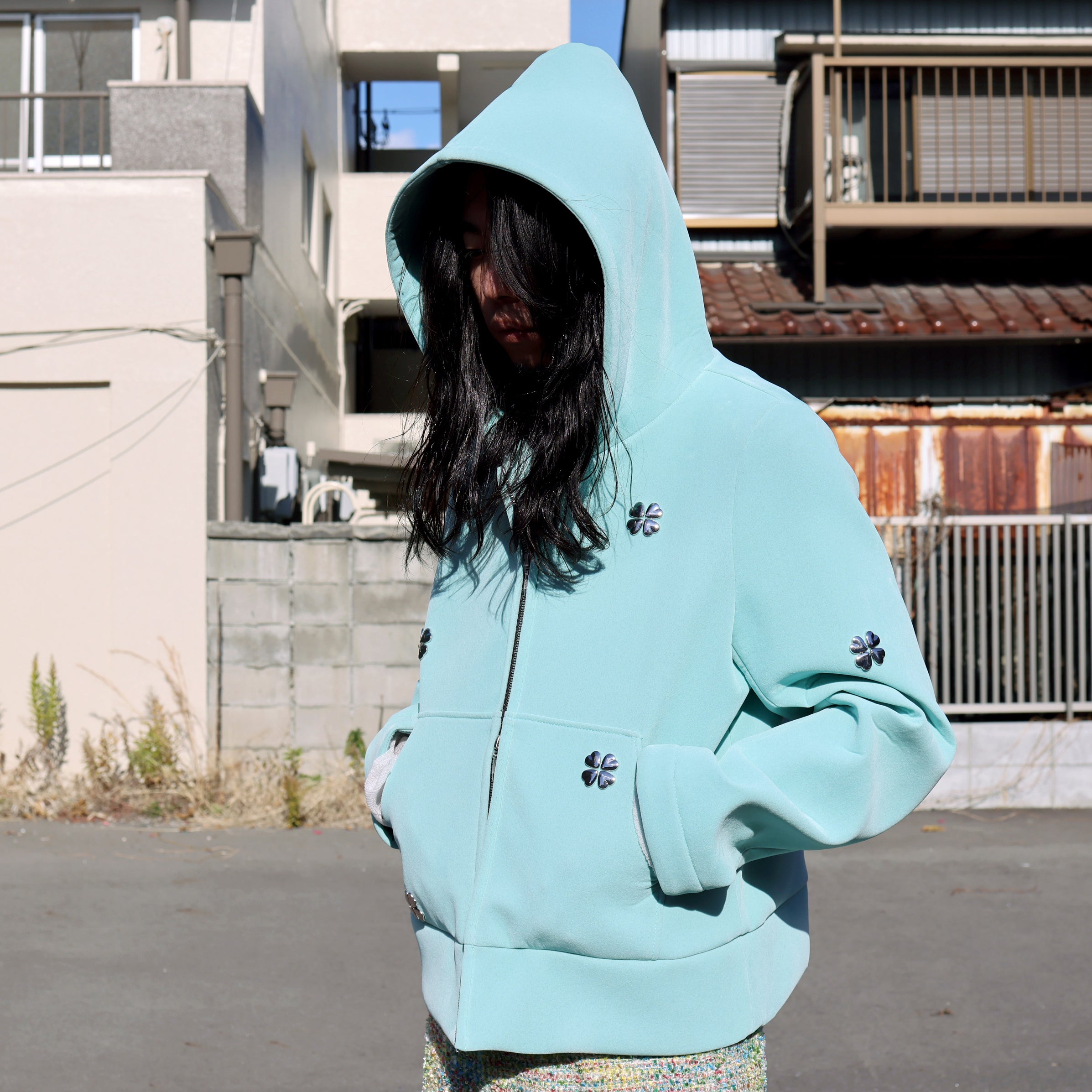 FLOCKY DOLL ZIP-UP HOODIE（MINT）