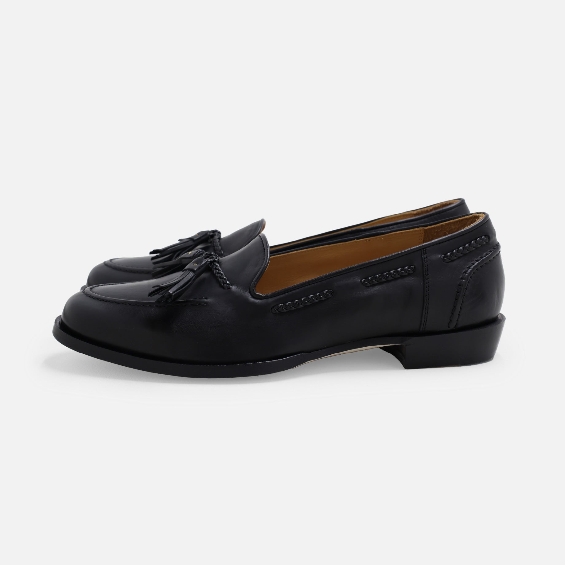 LEATHER RACE LOAFER SHOES（BLACK）