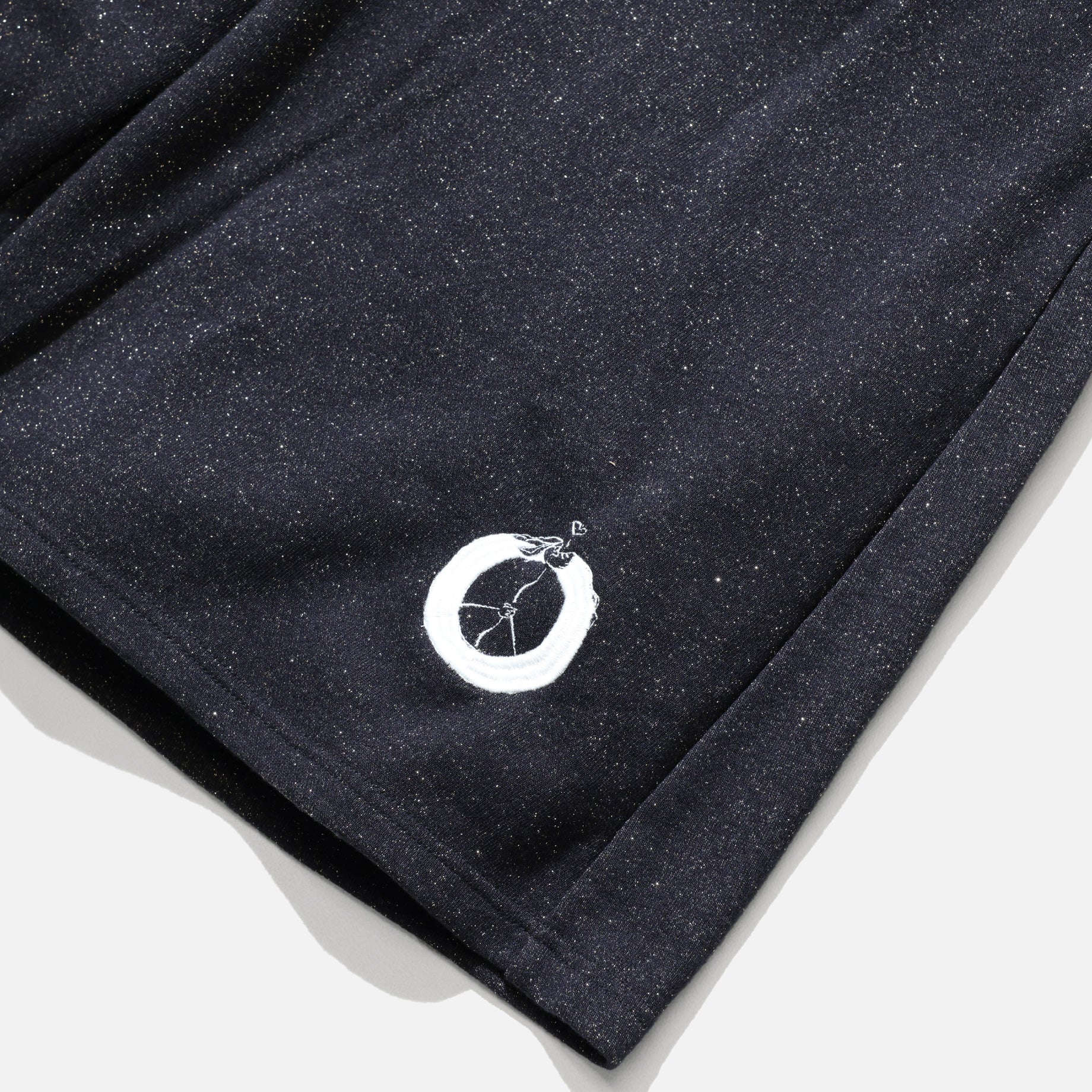 "PEACE" #01 GLITTER SWEAT SHORTS （BLACK）
