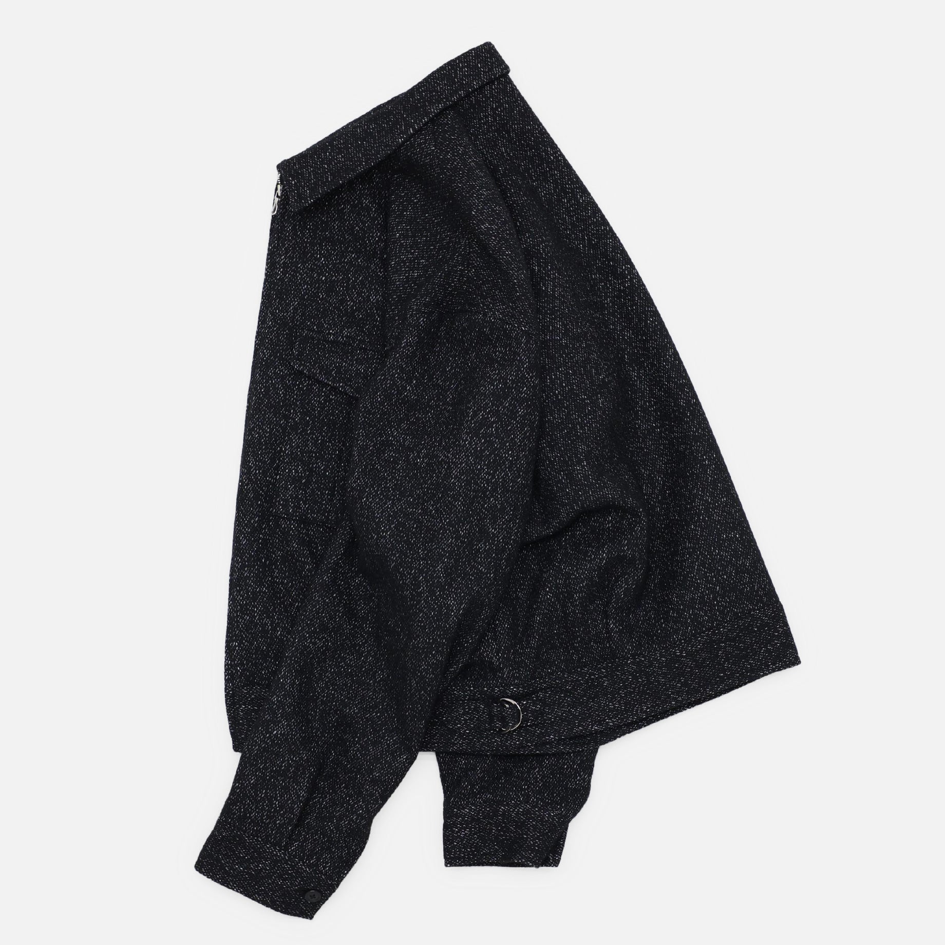 WOOL SILK - ZIP UP BLOUSON（BLACK）