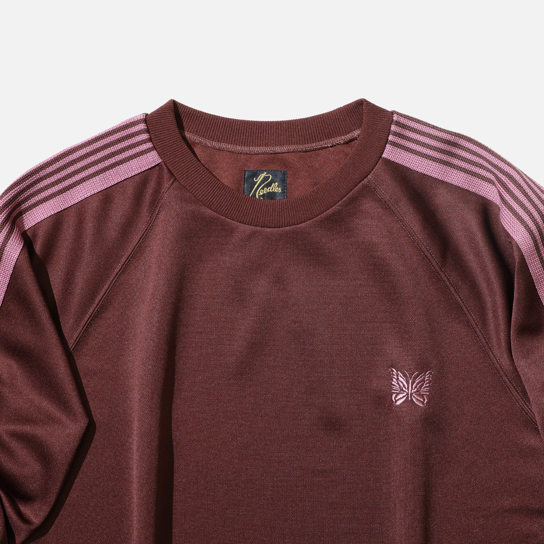 TRACK CREW NECK SHIRT - POLY SMOOTH（BROWN）