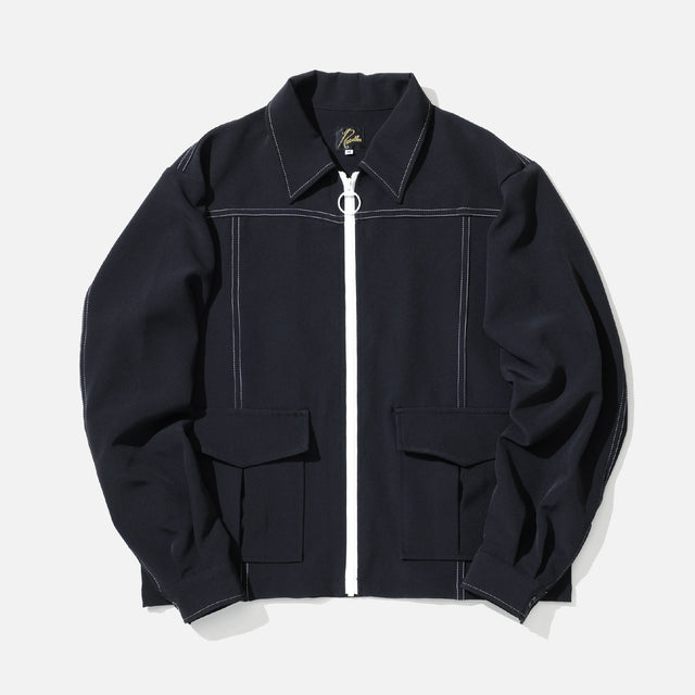 STITCHED SPORT JACKET - POLY LIGHT DOUBLE CLOTH （BLACK）