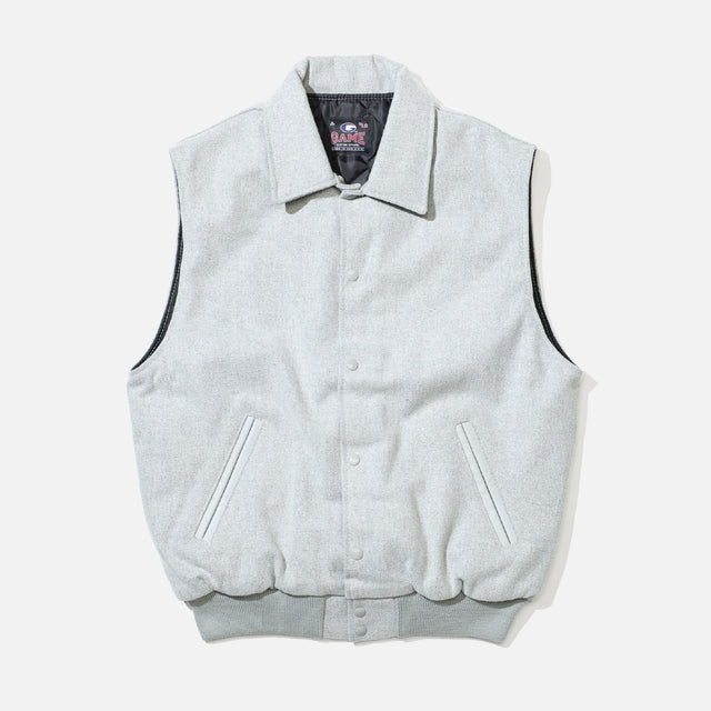 GAME SPORTS WEAR VARSITY VEST BYLON COLLAR（LT.GREY）