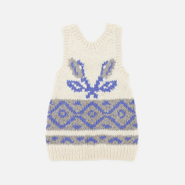 COWICHAN APRON VEST - FLOWER PATTERN（IVORY）