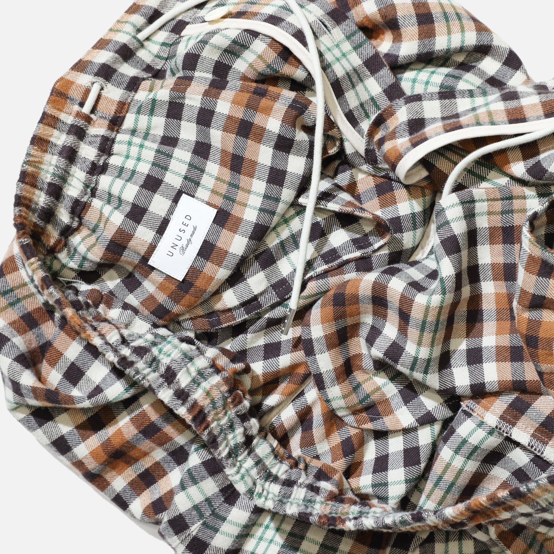 RAYON CHECK PANTS（BEIGE × BROWN）