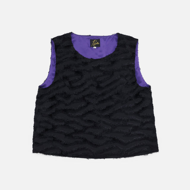 C.C. VEST - POLY ZEBRA CUT JQ.（BLACK）