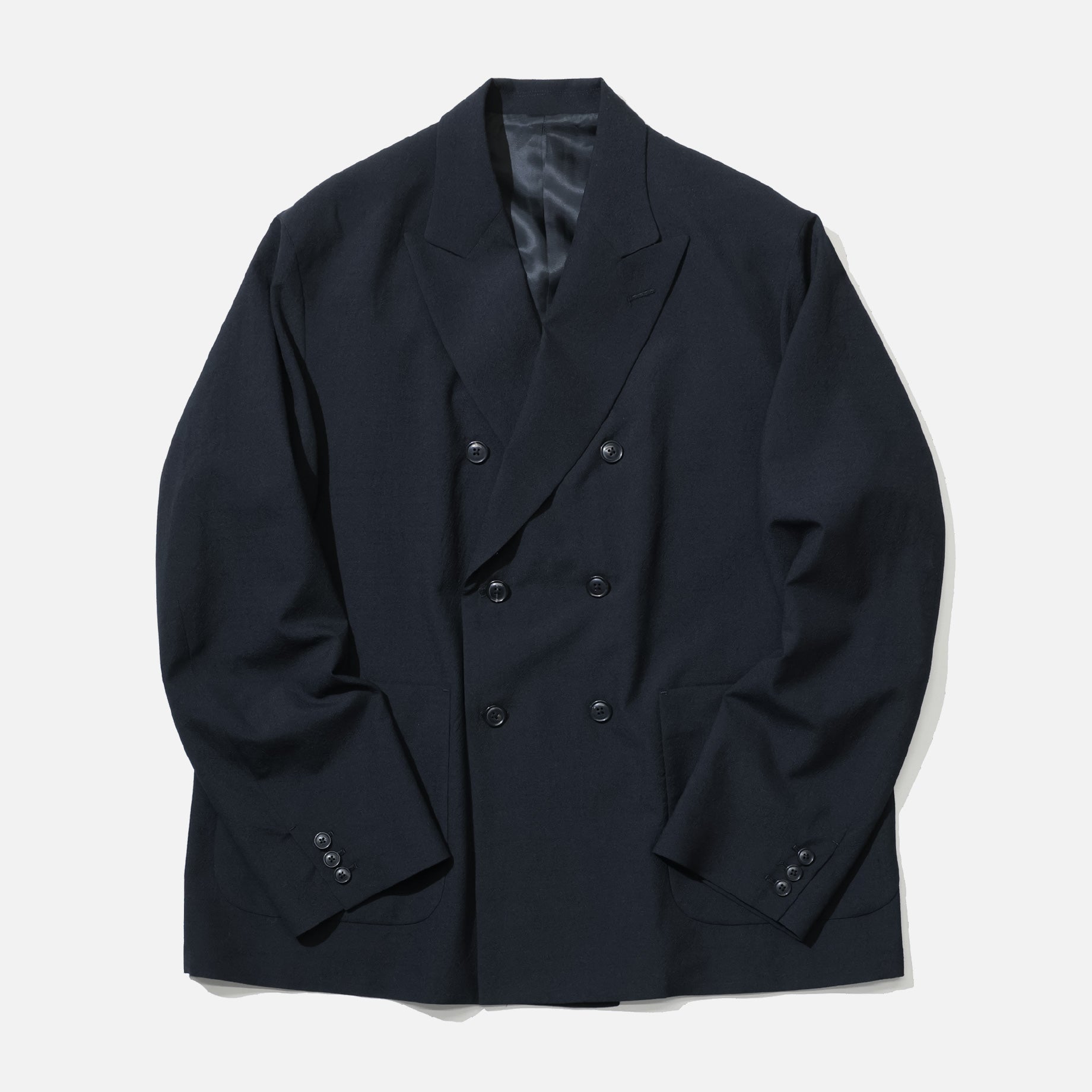 WOOL TROPICAL - DOUBLE BREASTED JACKET（BLACK）